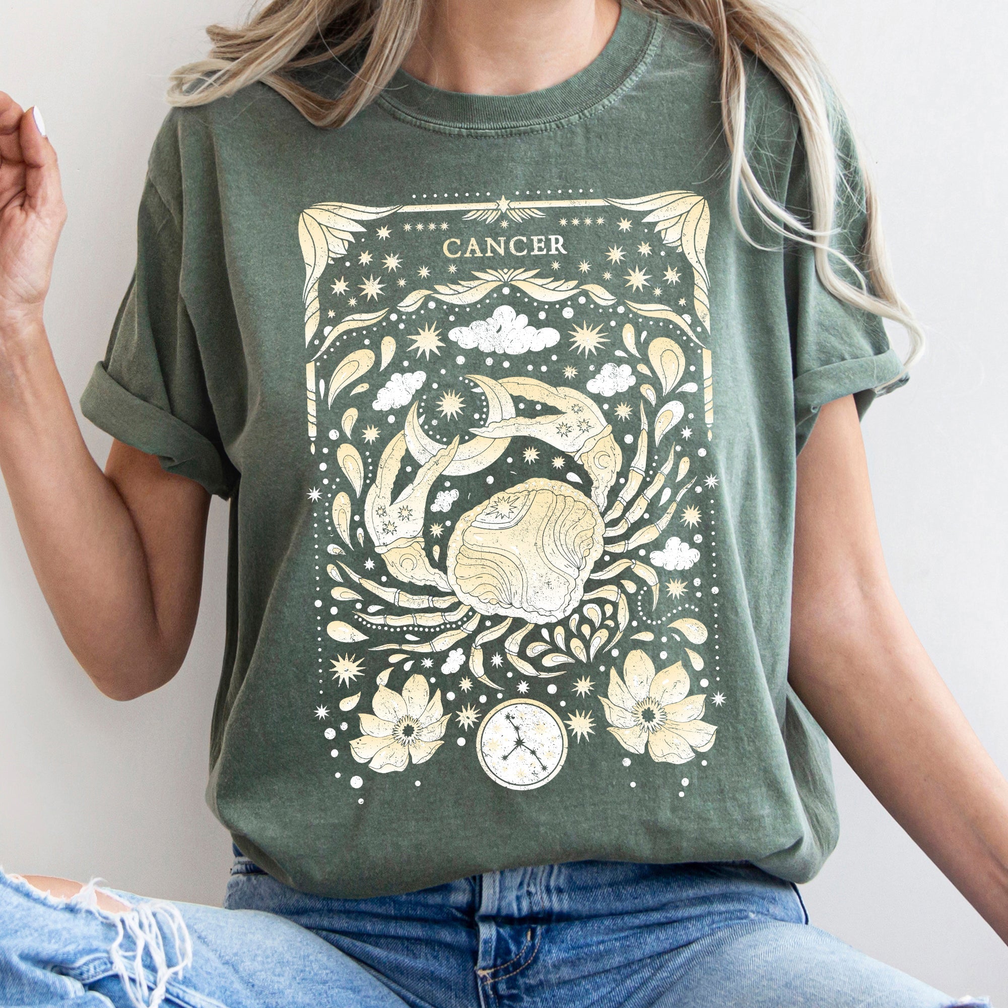 Cancer Celestial Zodiac Comfort Colors Tees, Horoscope, Astrology Refinery No. 1