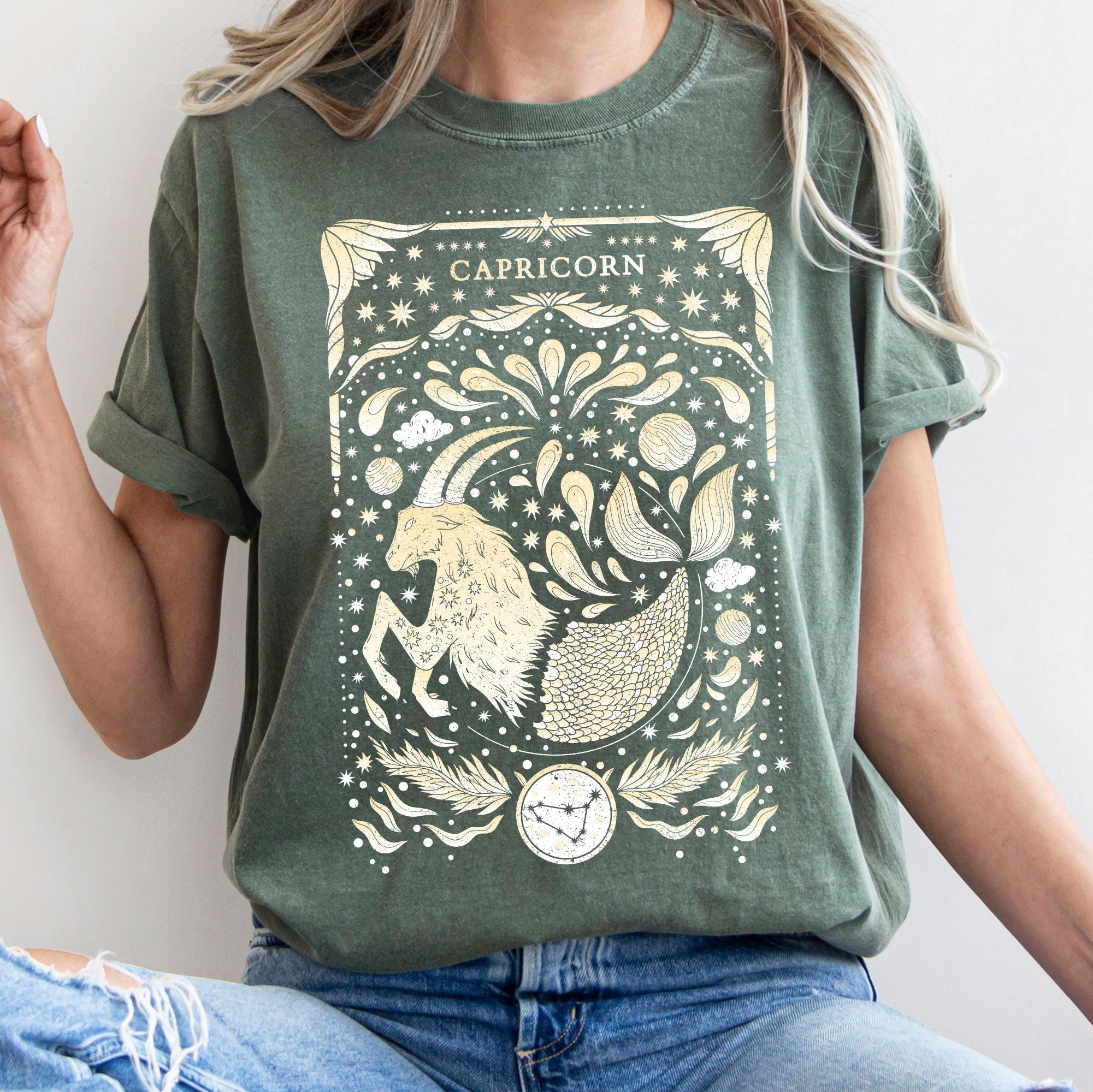 Capricorn Celestial Zodiac Comfort Colors Tees, Horoscope, Astrology Refinery No. 1