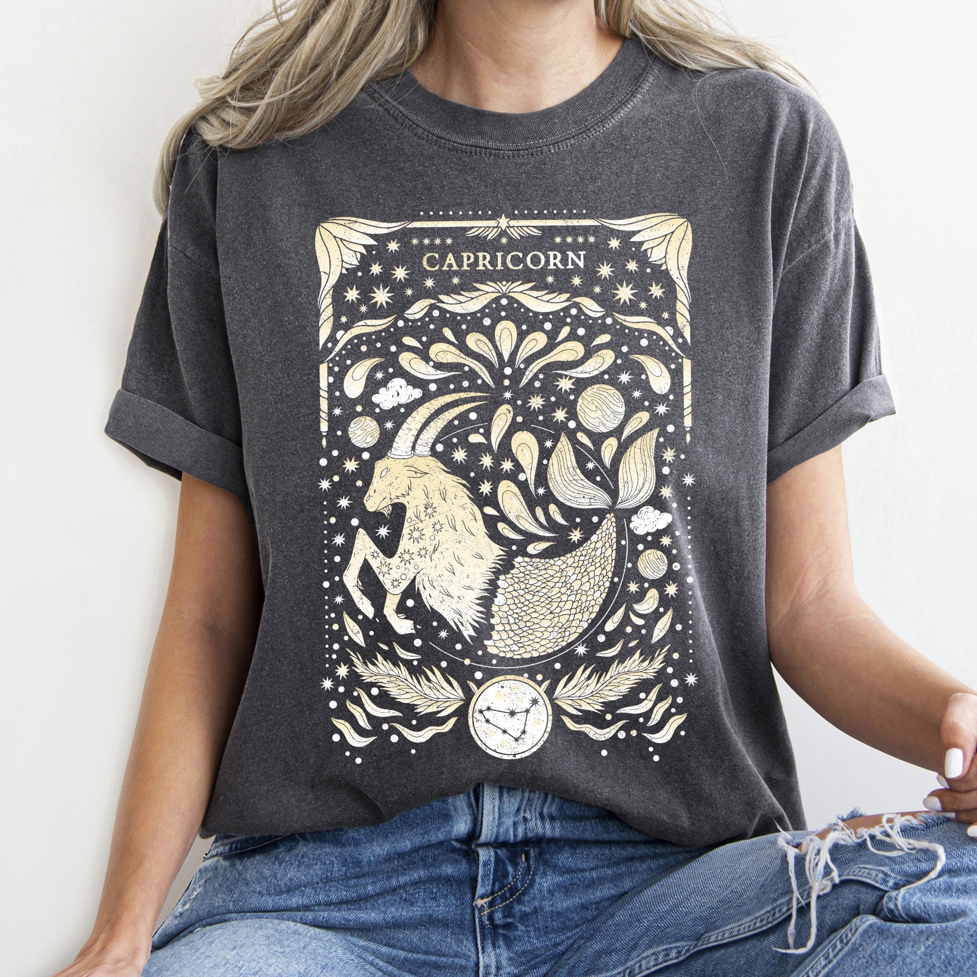 Capricorn Celestial Zodiac Comfort Colors Tees, Horoscope, Astrology Refinery No. 1