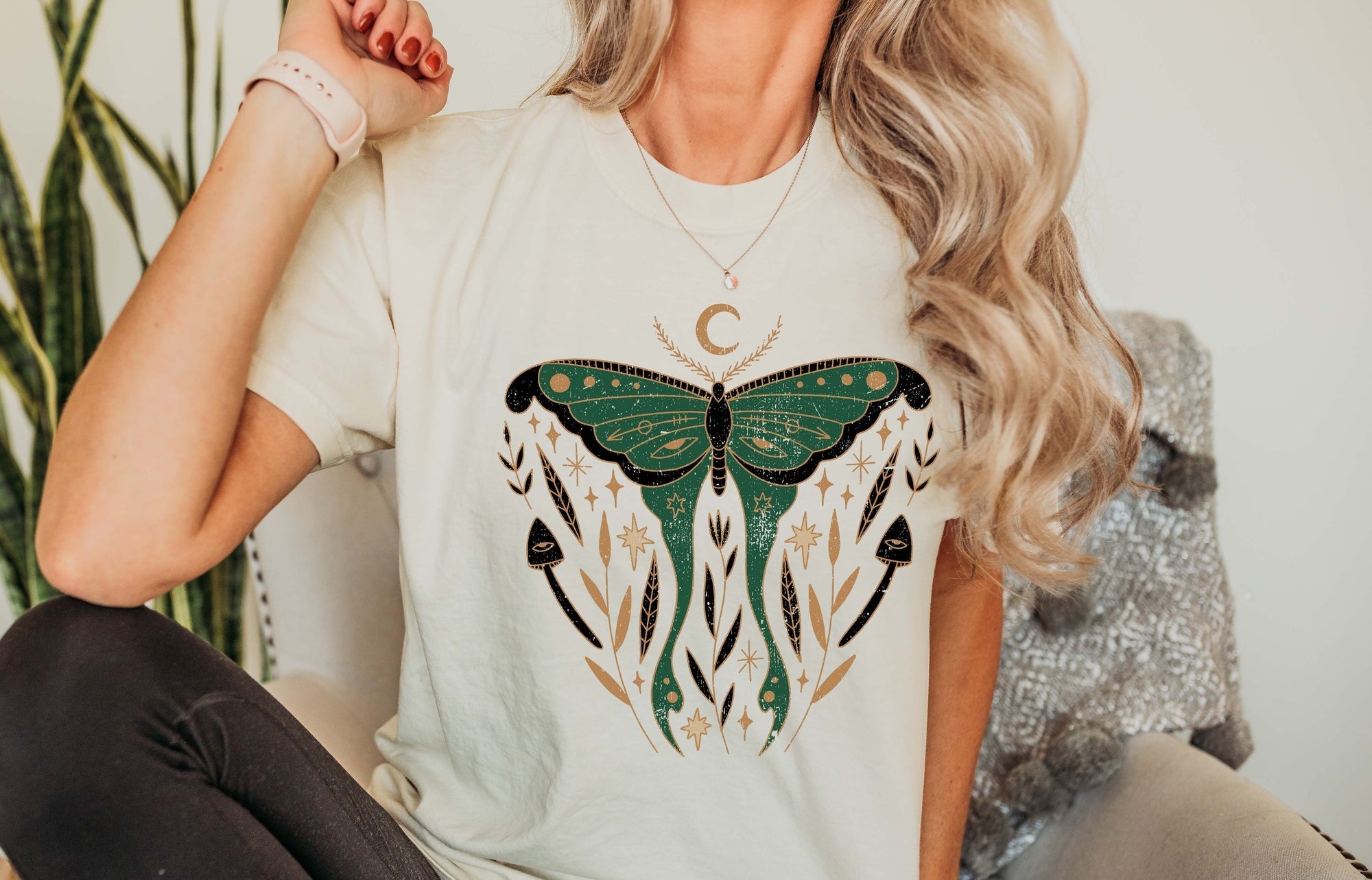 Green Moth Celestial Beings Comfort Colors Tee Refinery No. 1