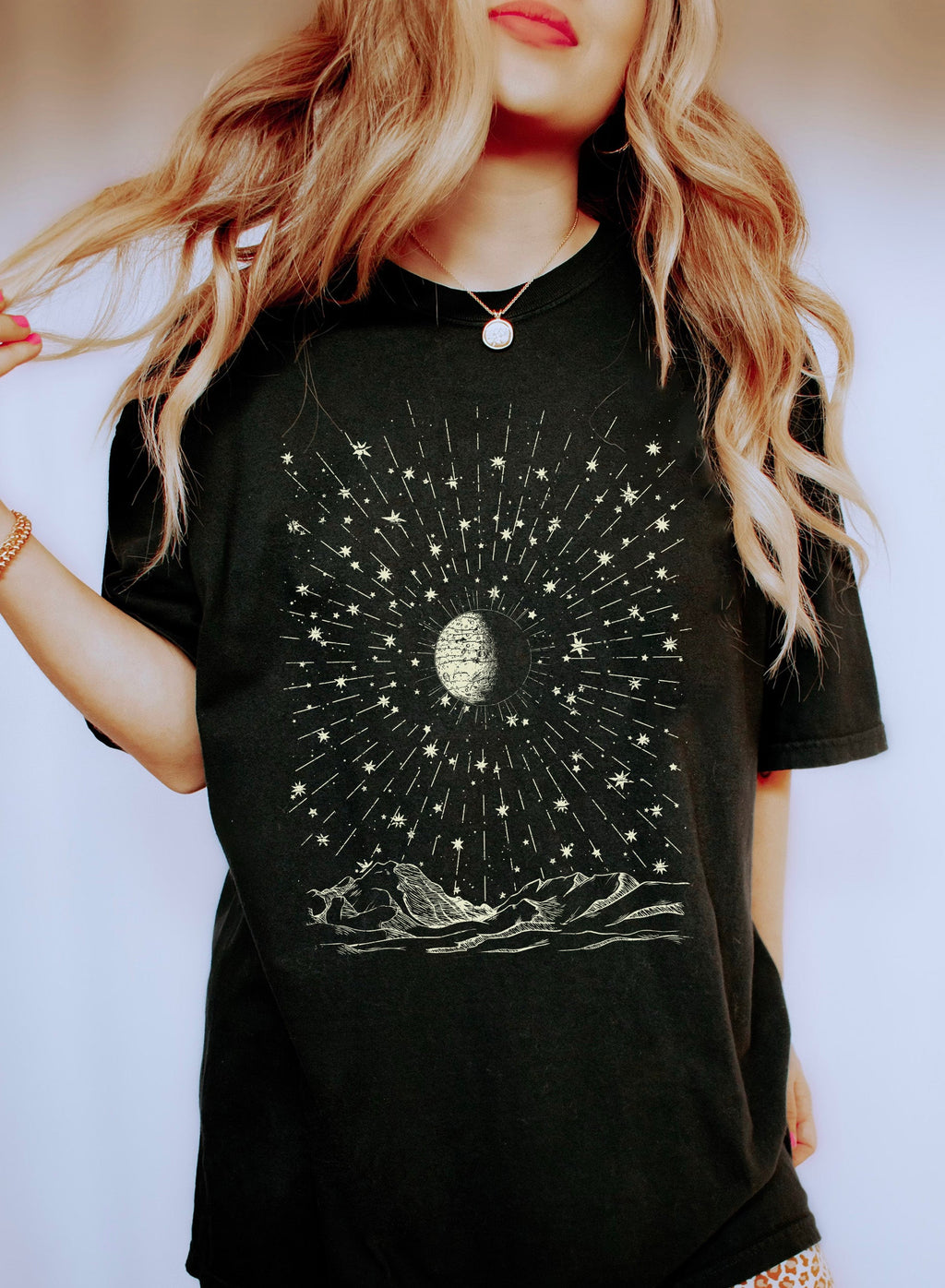 Moon, Stars and Mountains Celestial Comfort Colors Tee Refinery No. 1