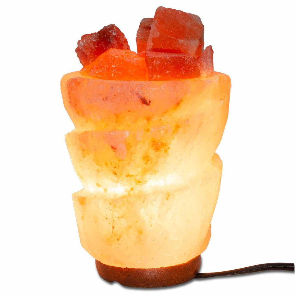 Funnel w/ Chunks Salt Lamp  - 9.5" avg. - Cord, Bulb, Dimmer Sacred Crystals