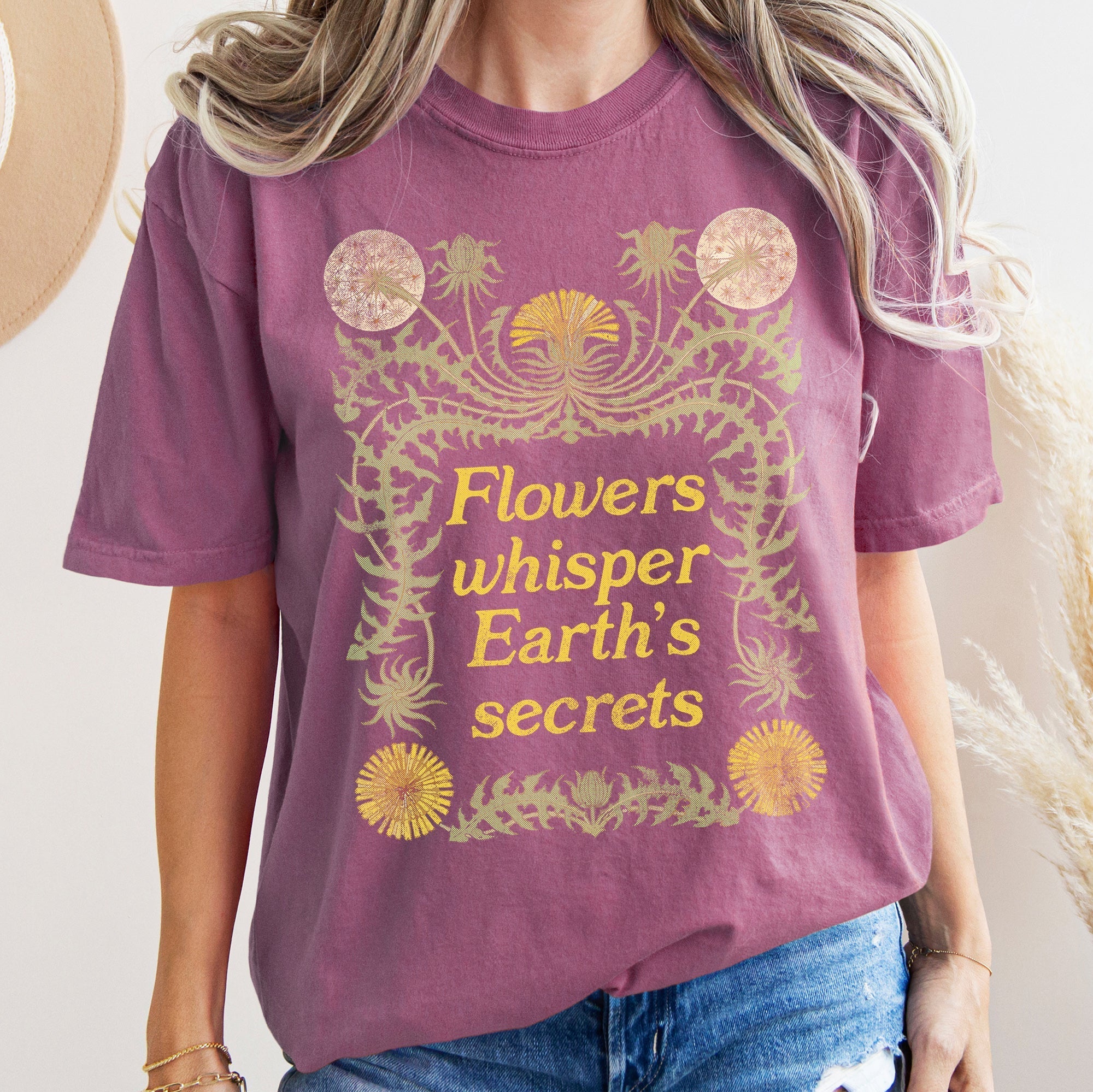 Flowers Whisper Vintage Comfort Colors Tshirt Refinery No. 1