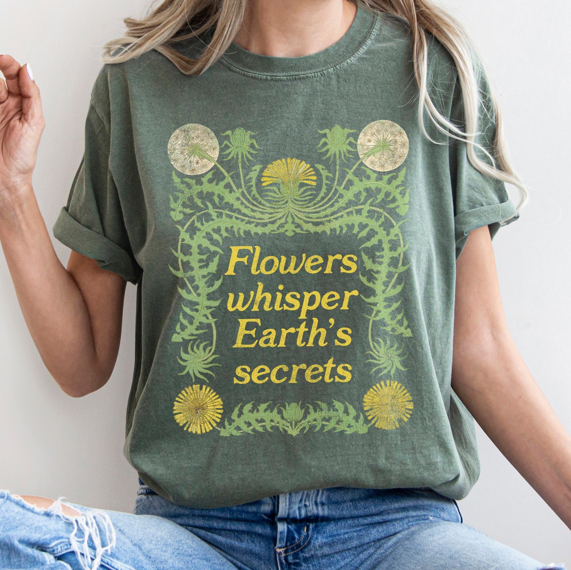 Flowers Whisper Vintage Comfort Colors Tshirt Refinery No. 1