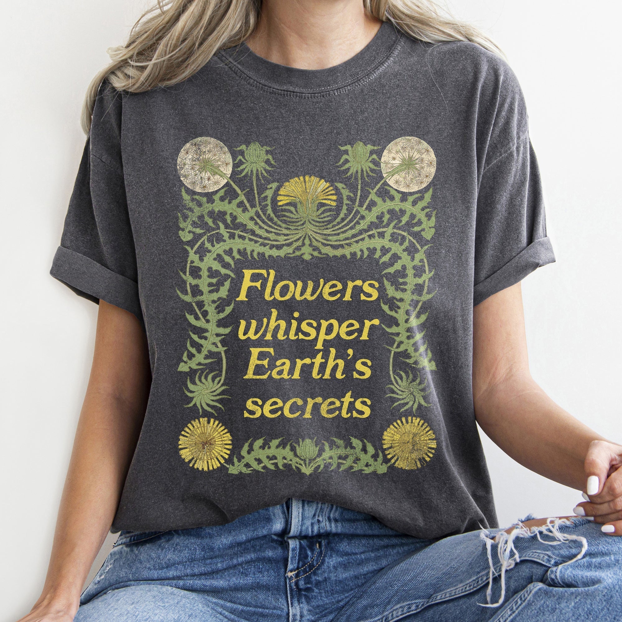 Flowers Whisper Vintage Comfort Colors Tshirt Refinery No. 1