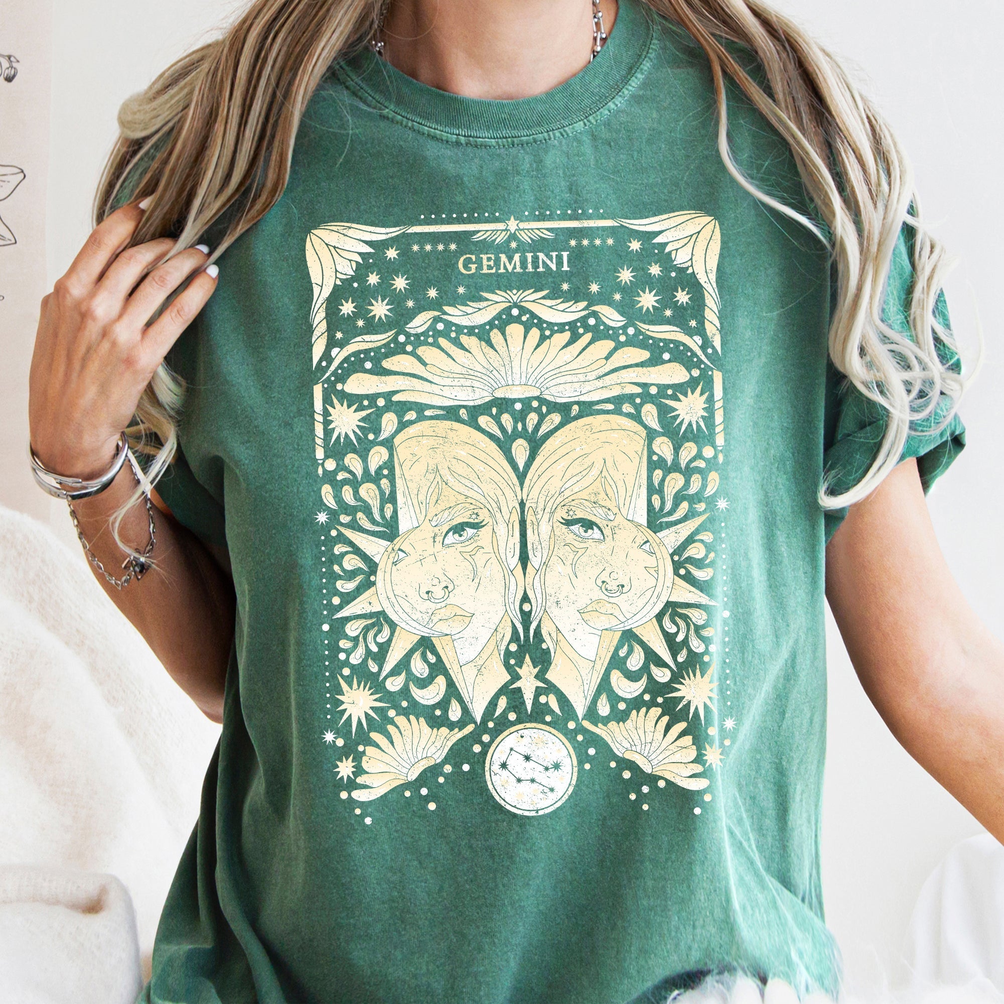 Gemini Celestial Zodiac Comfort Colors Tees, Horoscope, Astrology Refinery No. 1