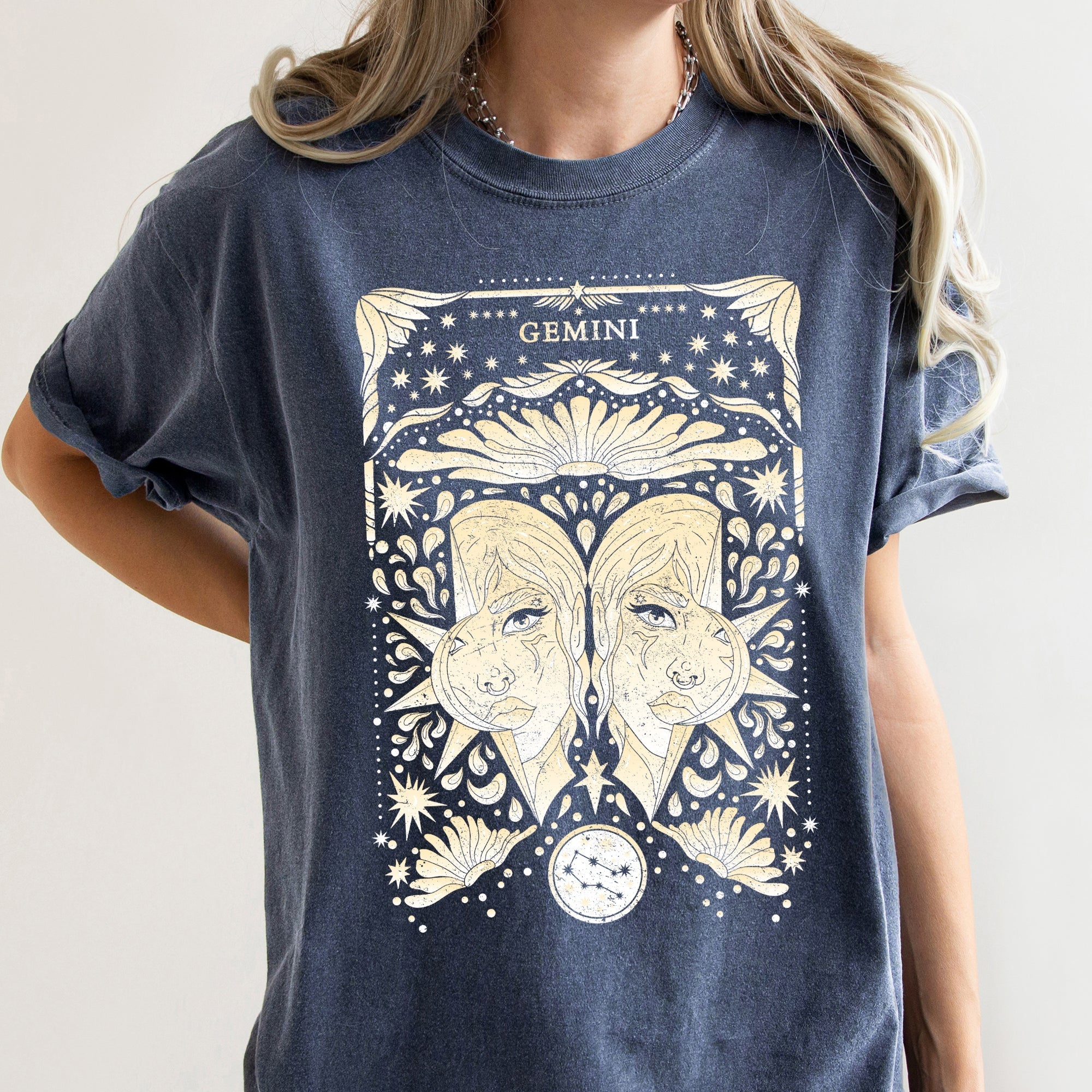 Gemini Celestial Zodiac Comfort Colors Tees, Horoscope, Astrology Refinery No. 1