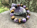 Amethyst & Tiger Eye Stretch Bracelet: Handmade Gemstone Jewelry Adriana Soto Joyeria