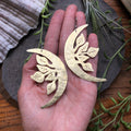 crescent moon and leaf earrings, Luna garden earrings Adriana Soto Joyeria