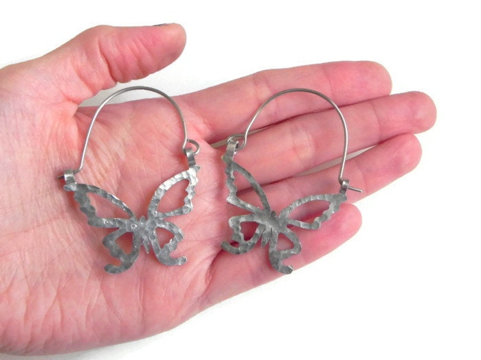 Handmade Butterfly Hoop Earrings: Aluminum Cutout Design Adriana Soto Joyeria
