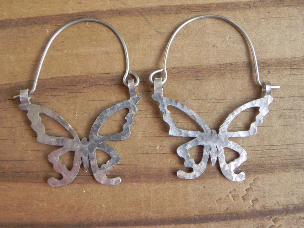 Handmade Butterfly Hoop Earrings: Aluminum Cutout Design Adriana Soto Joyeria