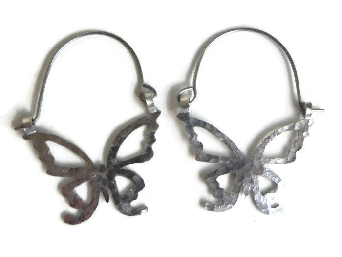 Handmade Butterfly Hoop Earrings: Aluminum Cutout Design Adriana Soto Joyeria