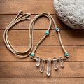 Quartz Crystal Point Necklace: Vegan Suede Cord with Blue Magnesite Adriana Soto Joyeria