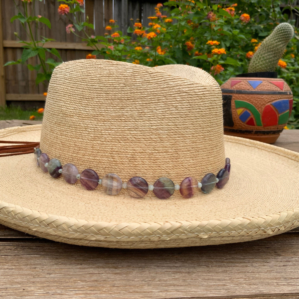 Fluorite and Kiwi Jasper Hatband, Gemstone Hat Band Adriana Soto Joyeria