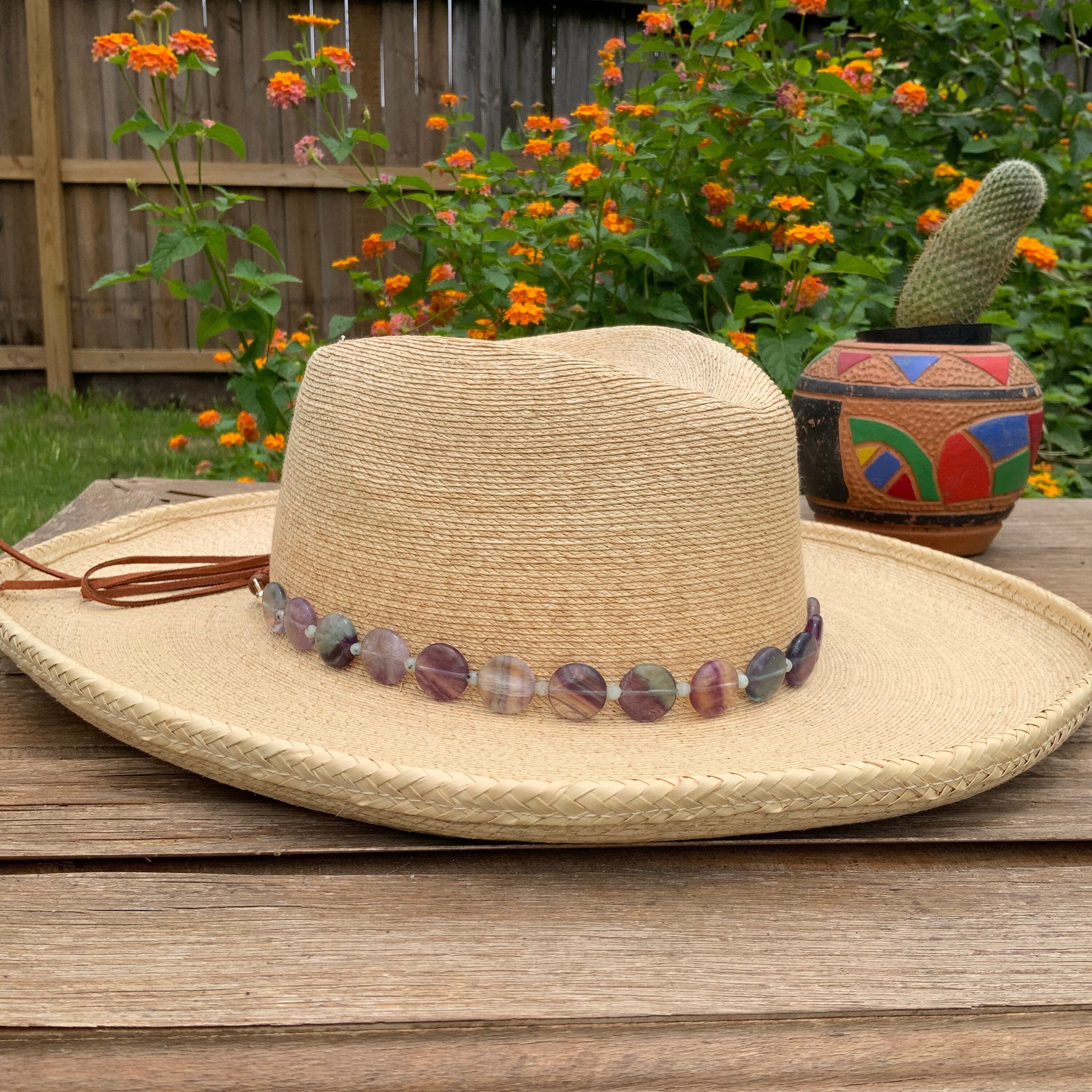 Fluorite and Kiwi Jasper Hatband, Gemstone Hat Band Adriana Soto Joyeria