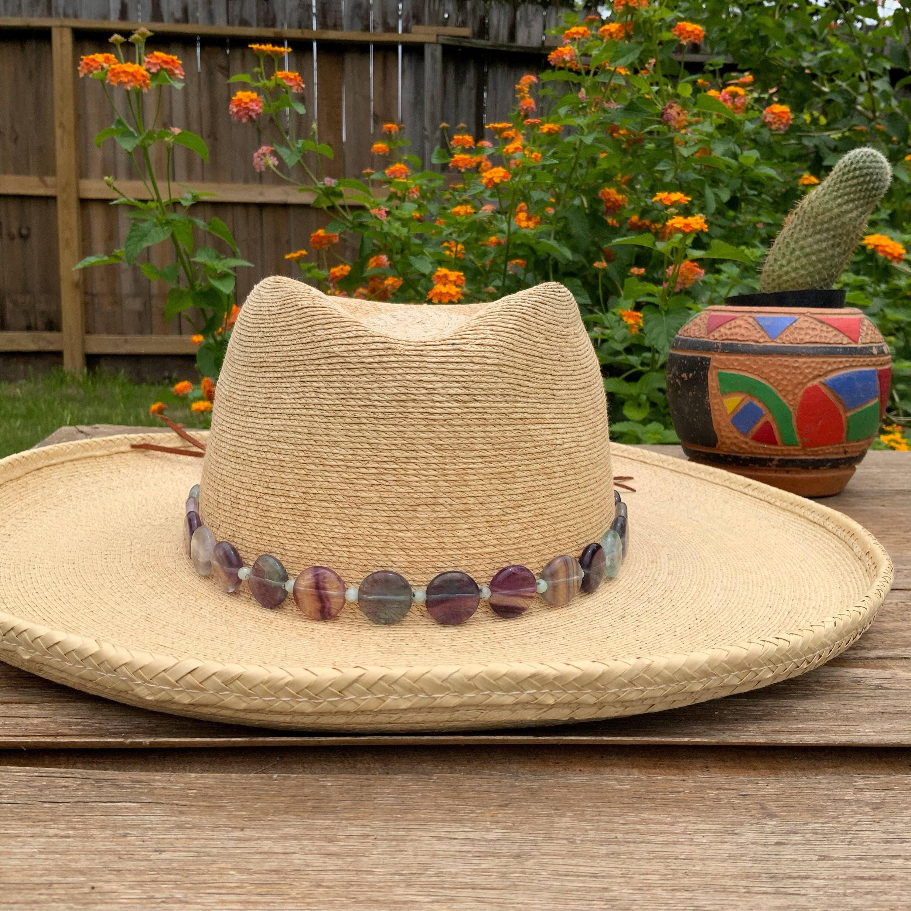 Fluorite and Kiwi Jasper Hatband, Gemstone Hat Band Adriana Soto Joyeria
