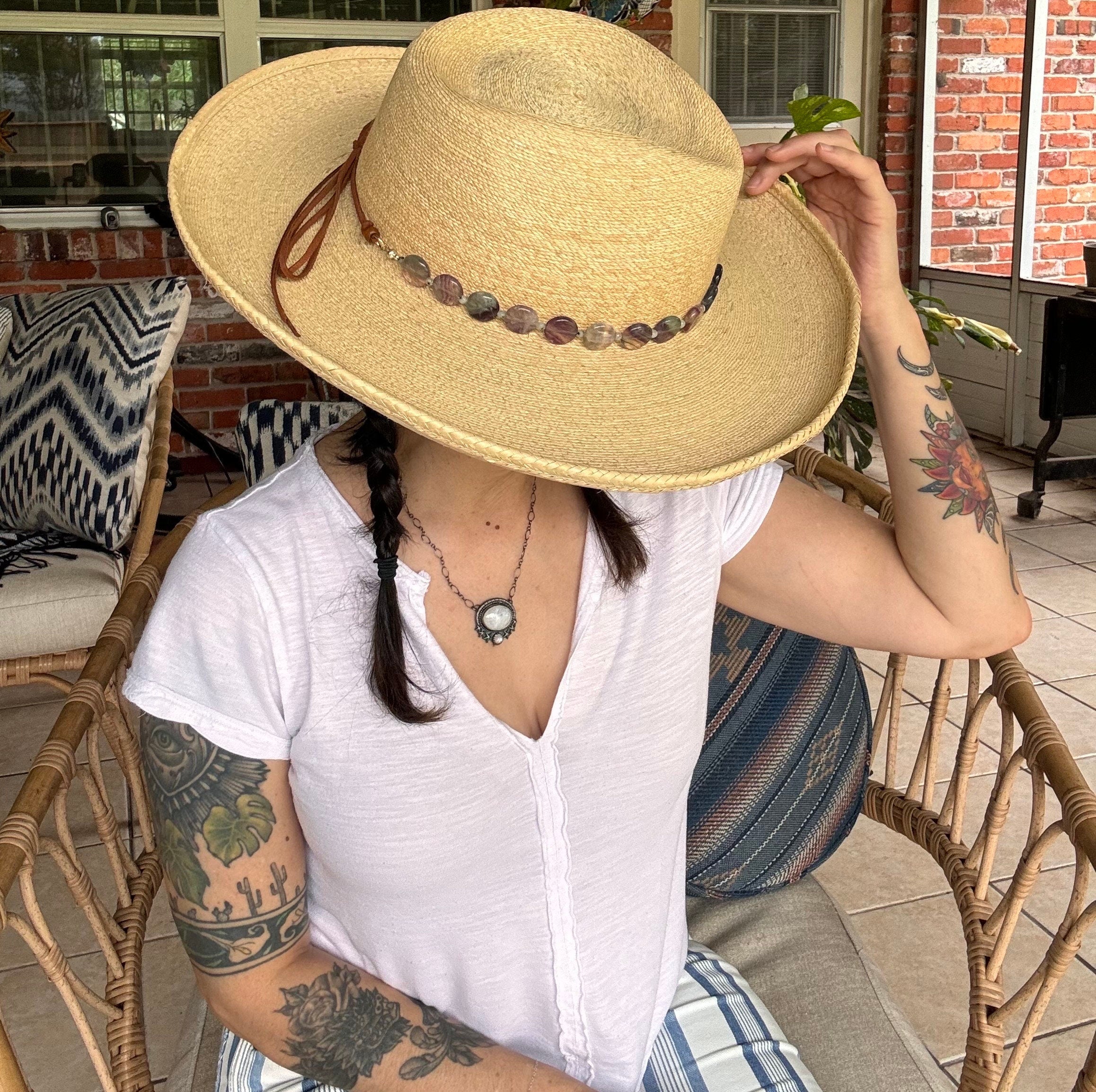 Fluorite and Kiwi Jasper Hatband, Gemstone Hat Band Adriana Soto Joyeria