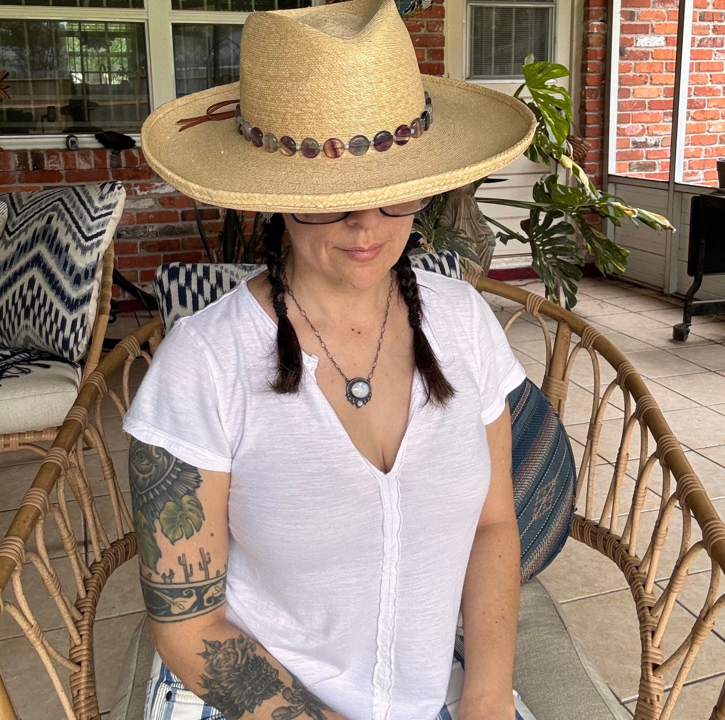 Fluorite and Kiwi Jasper Hatband, Gemstone Hat Band Adriana Soto Joyeria