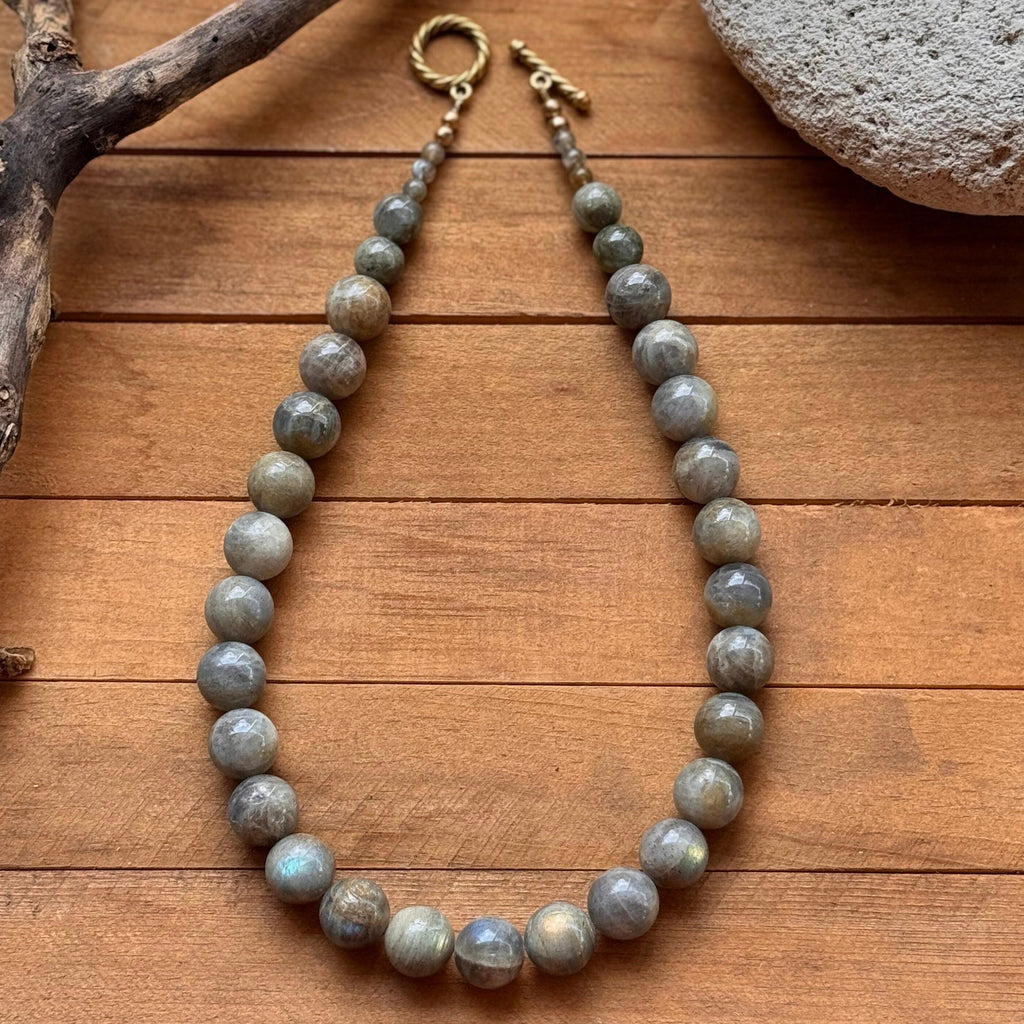 Labradorite necklace, chunky grey gemstone necklace Adriana Soto Joyeria