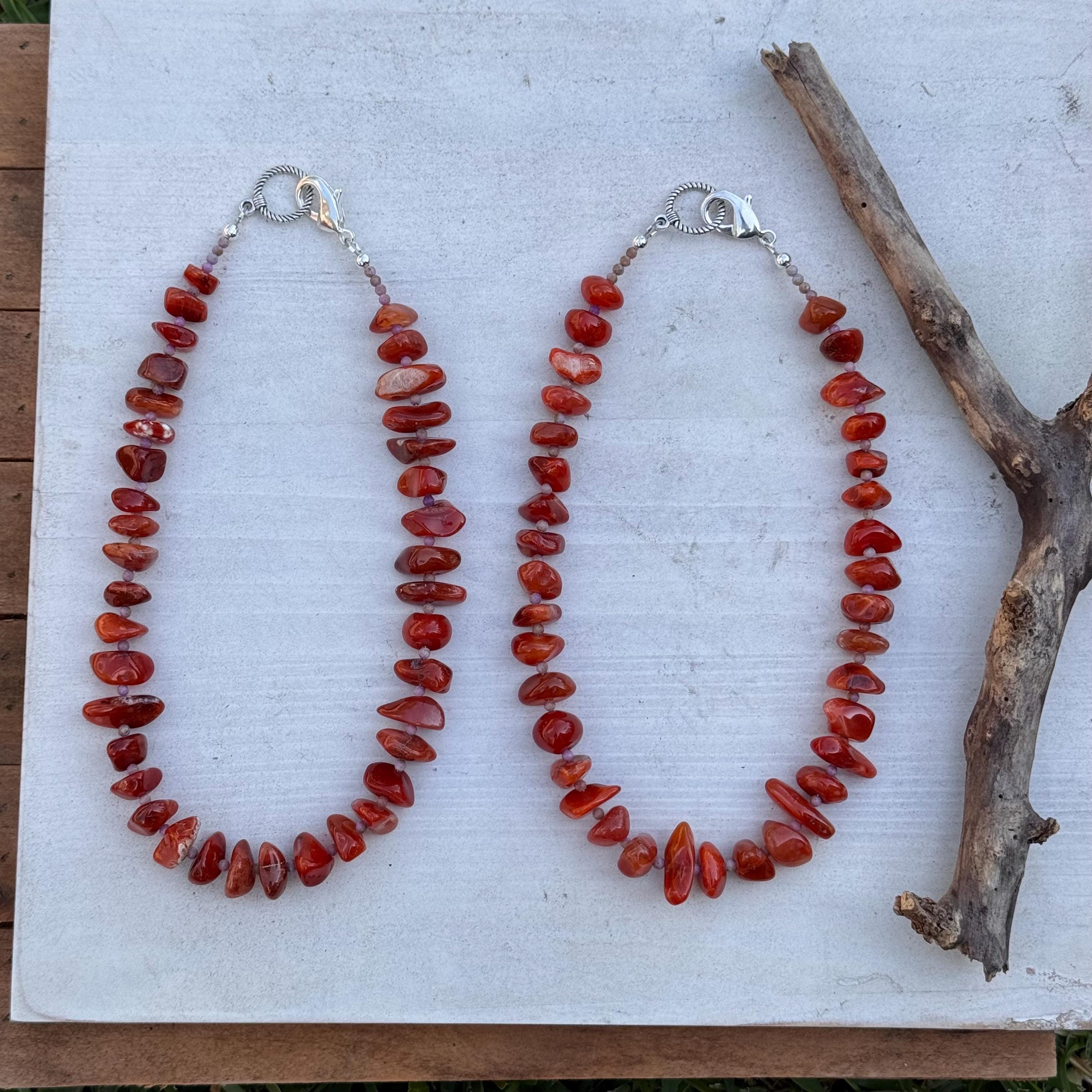 Handmade Orange Chalcedony Nugget Necklace: Silver Accents, 18 inch Adriana Soto Joyeria