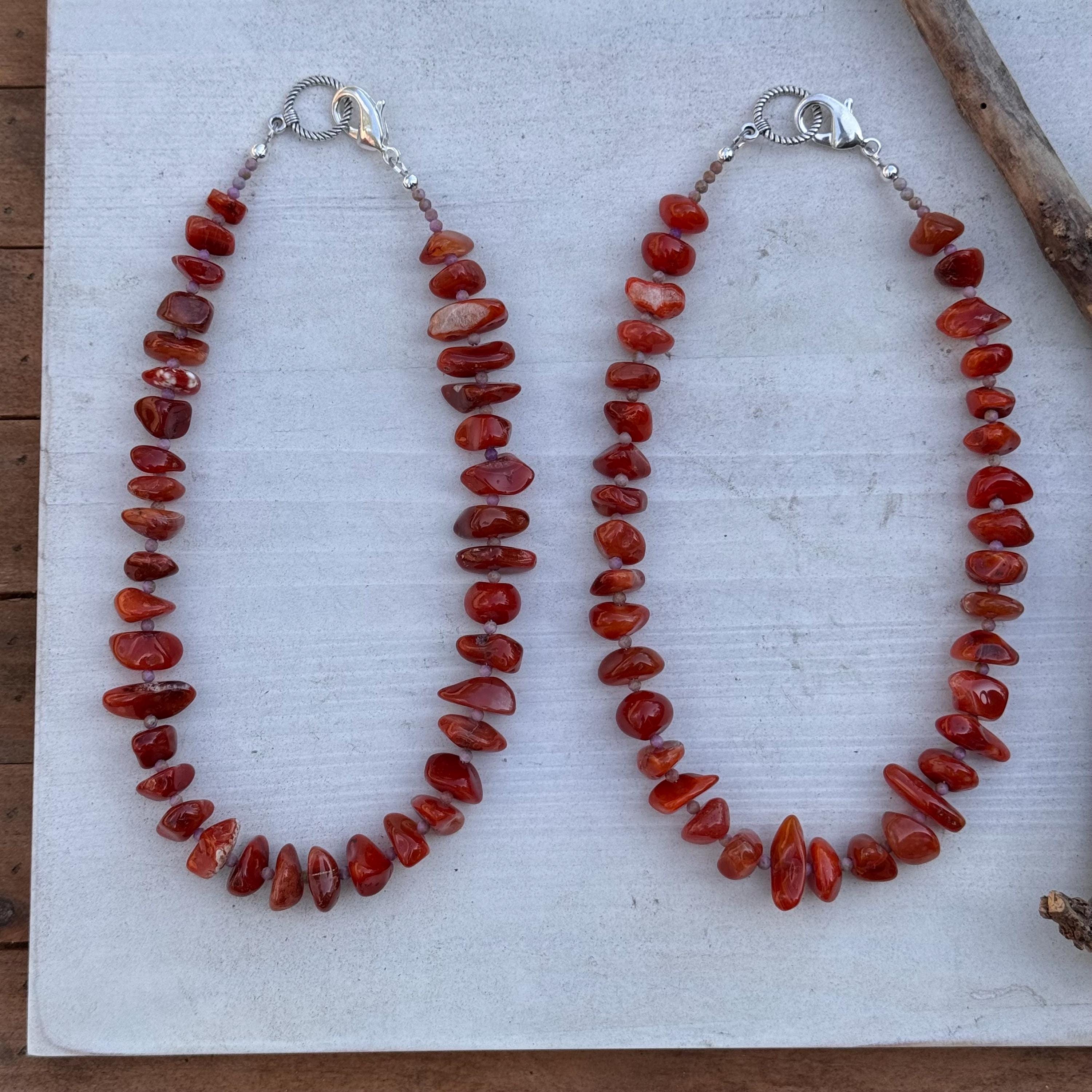 Handmade Orange Chalcedony Nugget Necklace: Silver Accents, 18 inch Adriana Soto Joyeria