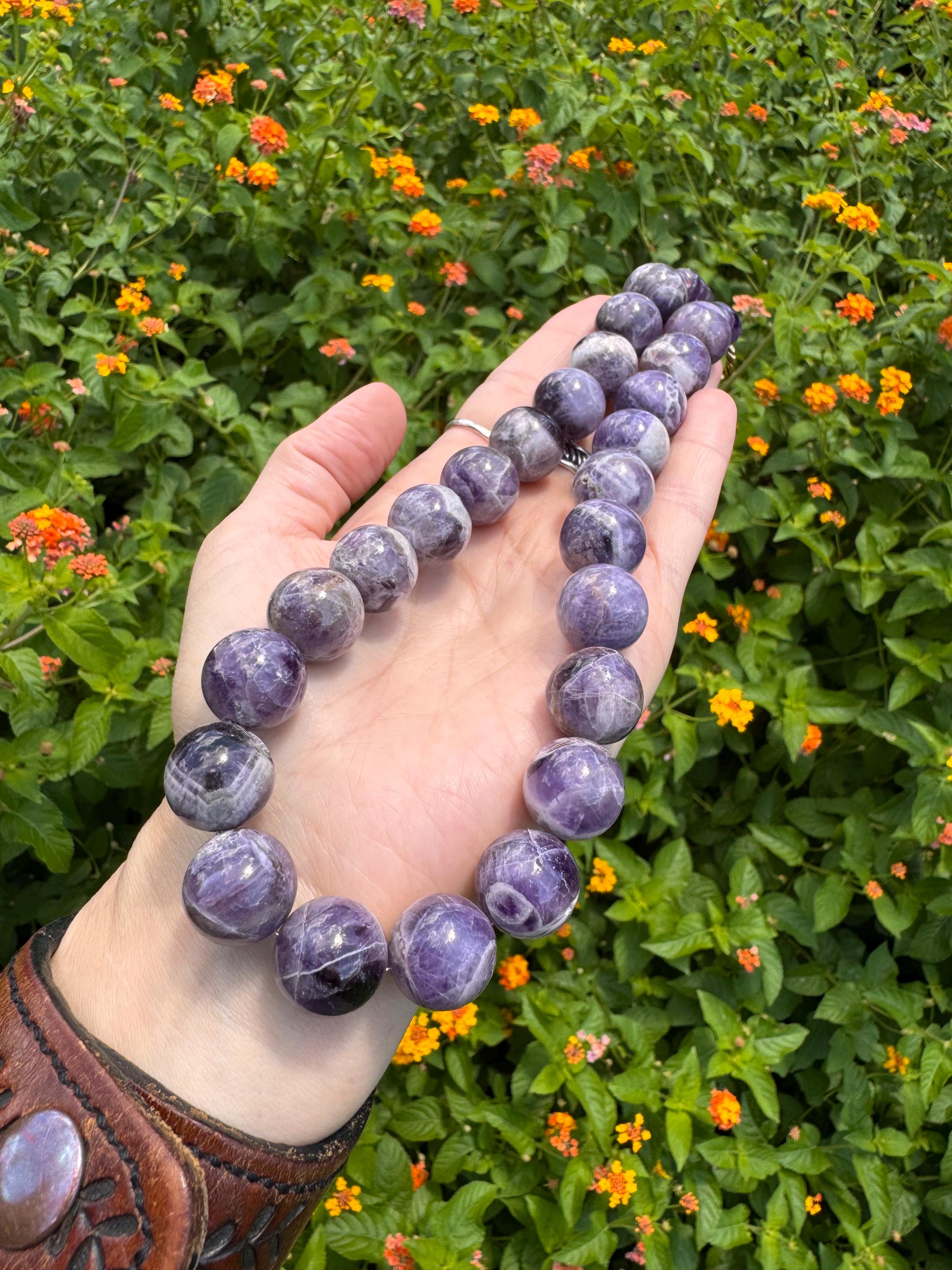 Amethyst necklace, chunky purple gemstone necklace Adriana Soto Joyeria