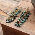Turquoise cluster Hoop Earrings: wire wrapped, Handmade Adriana Soto Joyeria