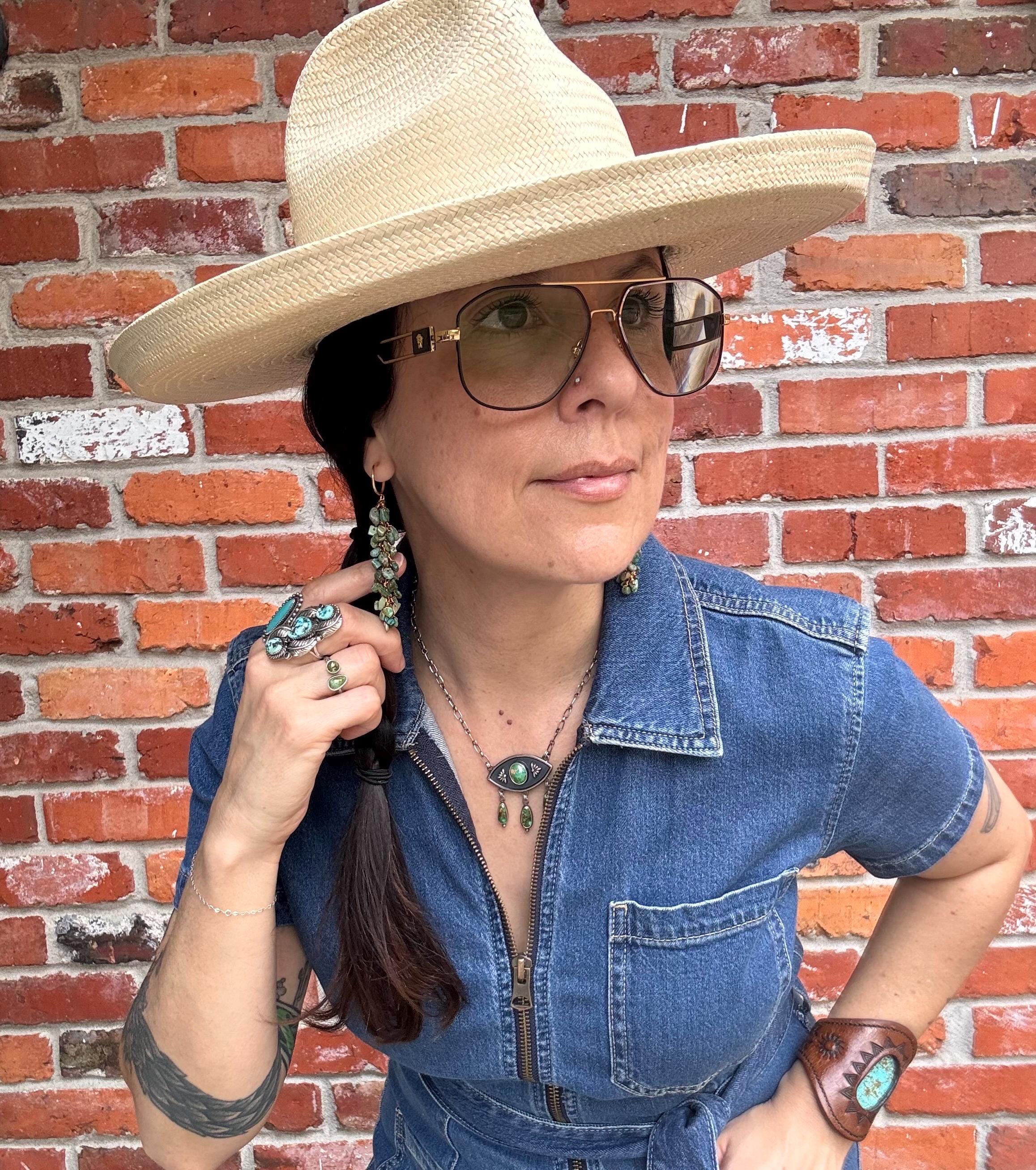 Turquoise cluster Hoop Earrings: wire wrapped, Handmade Adriana Soto Joyeria