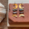 Brass Lunar Pearl Rib Tide Earrings: Biwa Pearl mermaid Luna Adriana Soto Joyeria