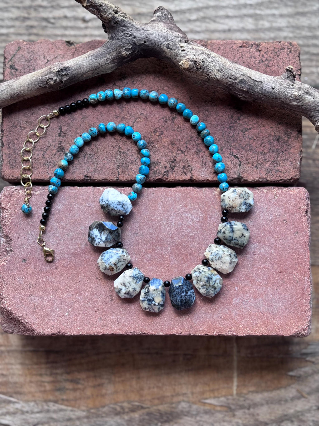 Dendritic Opal & Turquoise Necklace: Rustic Southwestern Style Adriana Soto Joyeria