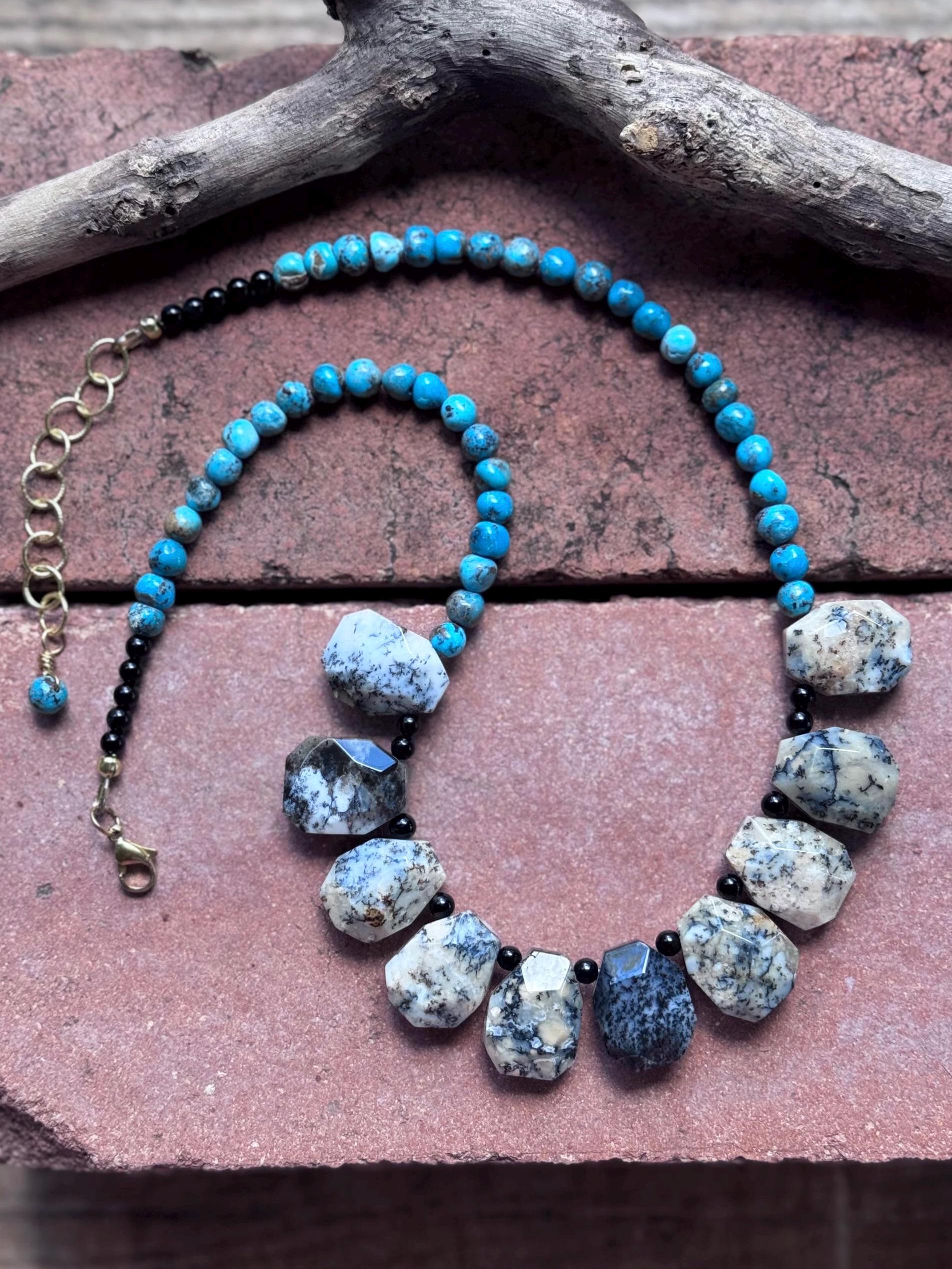 Dendritic Opal & Turquoise Necklace: Rustic Southwestern Style Adriana Soto Joyeria