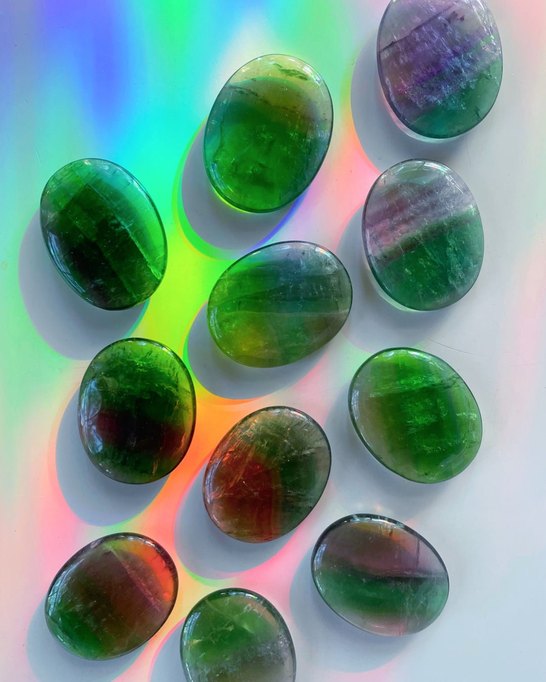 Fluorite Flat Palm Stones Baltic Mermaid