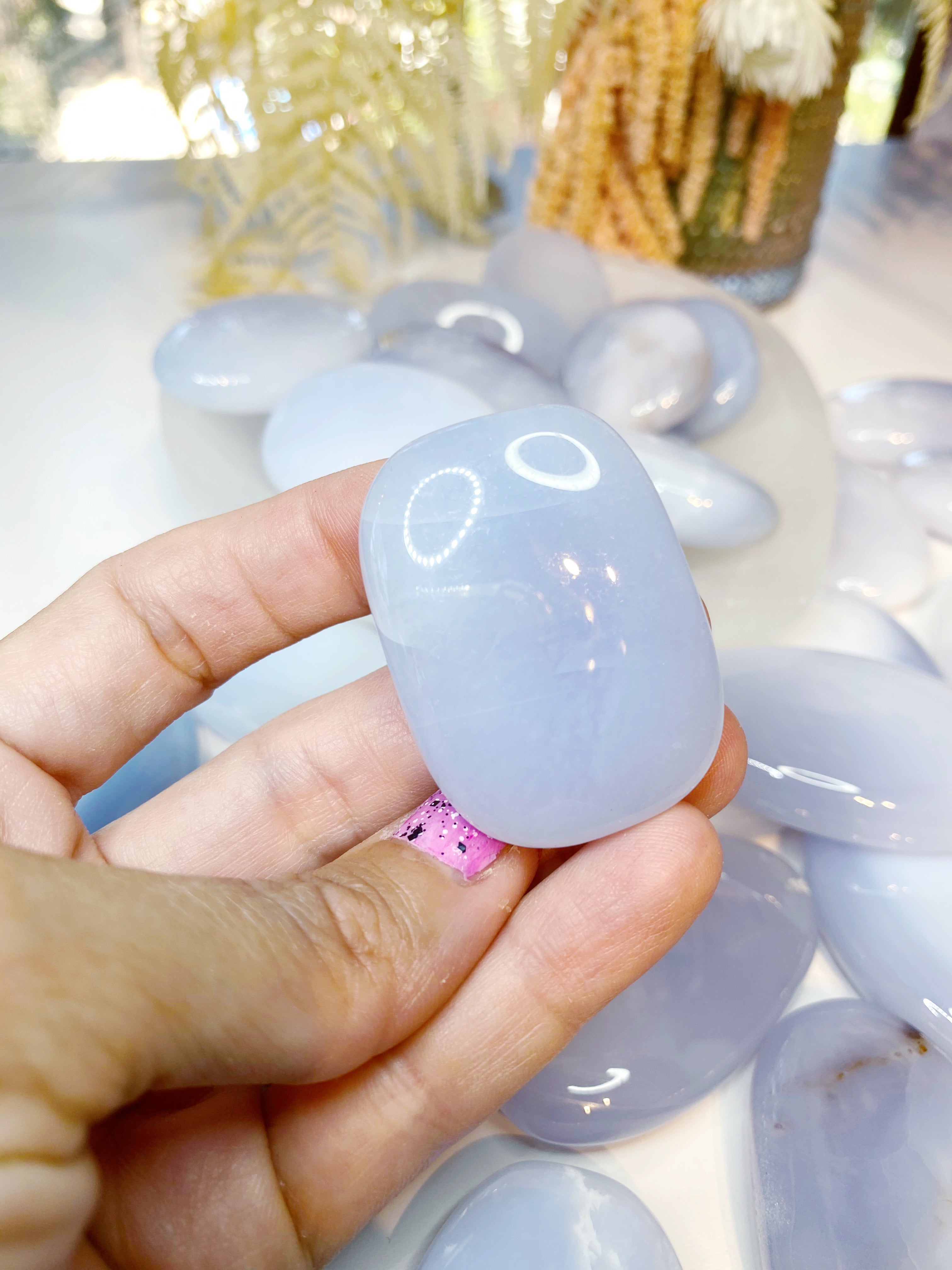 Blue Chalcedony Palm Stones Baltic Mermaid