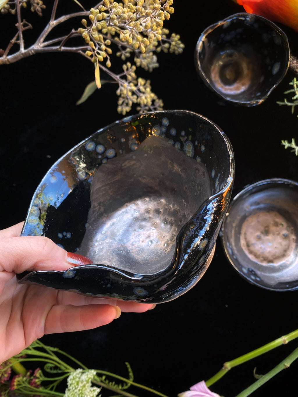 Abalone Luster Glazed Ceramic Bowls and Scrying Vessels Keven Craft Rituals