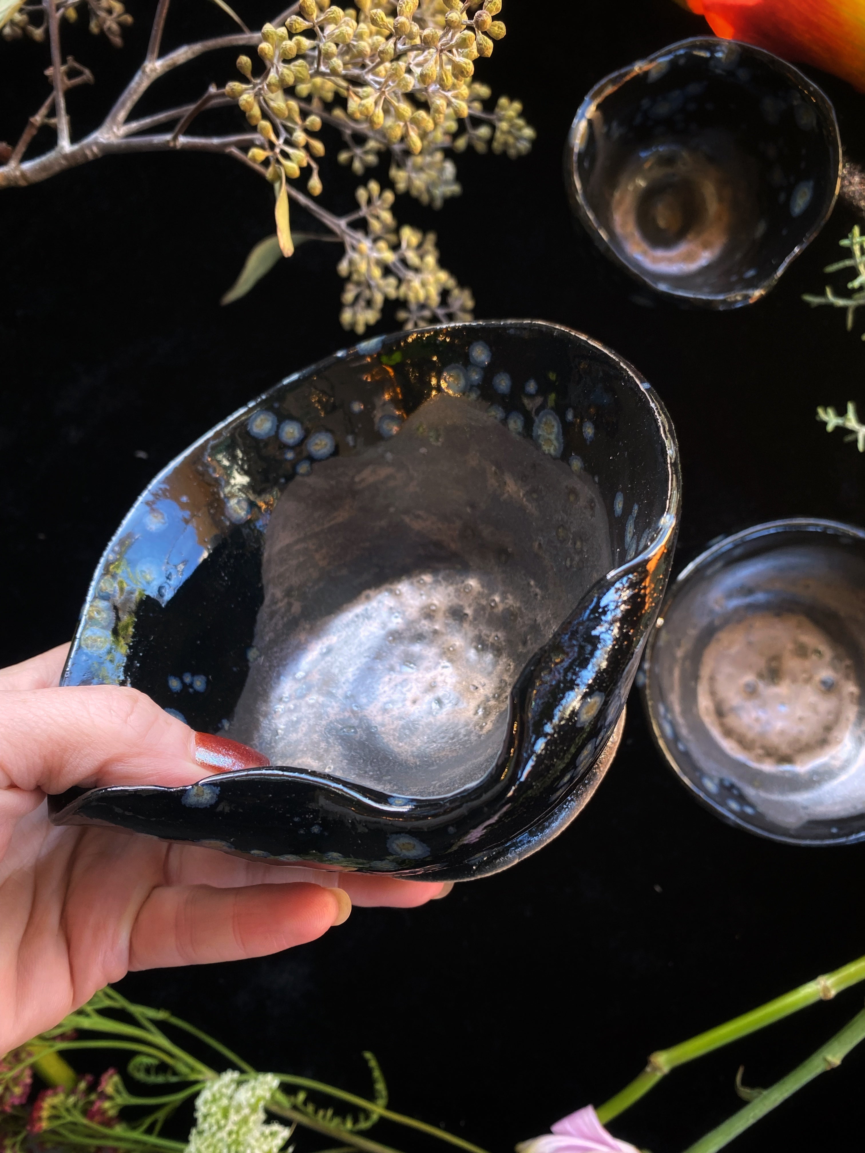 Abalone Luster Glazed Ceramic Bowls and Scrying Vessels Keven Craft Rituals