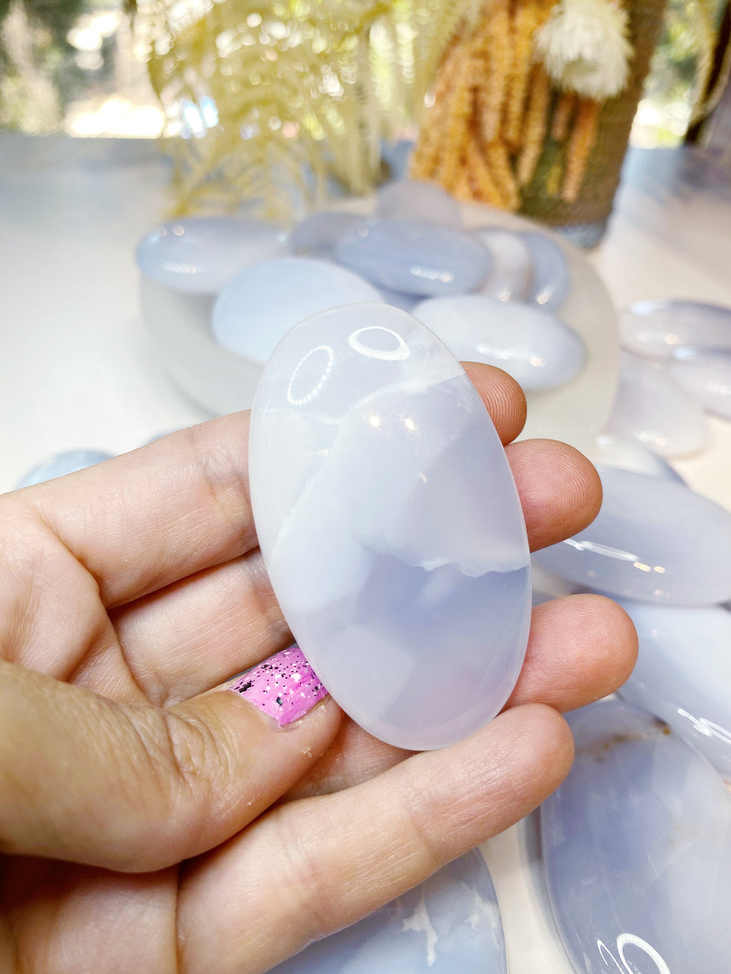 Blue Chalcedony Palm Stones Baltic Mermaid