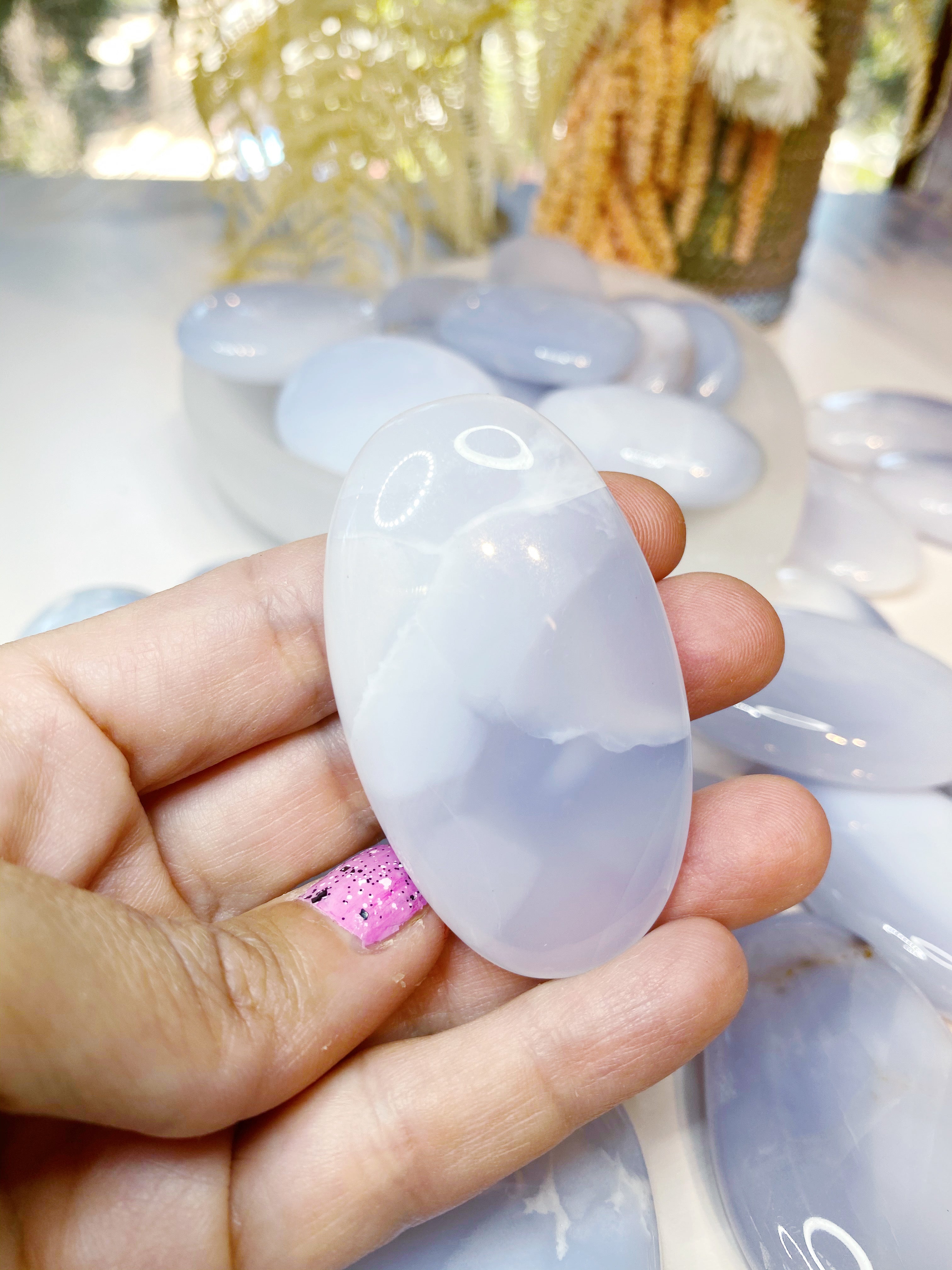 Blue Chalcedony Palm Stones Baltic Mermaid