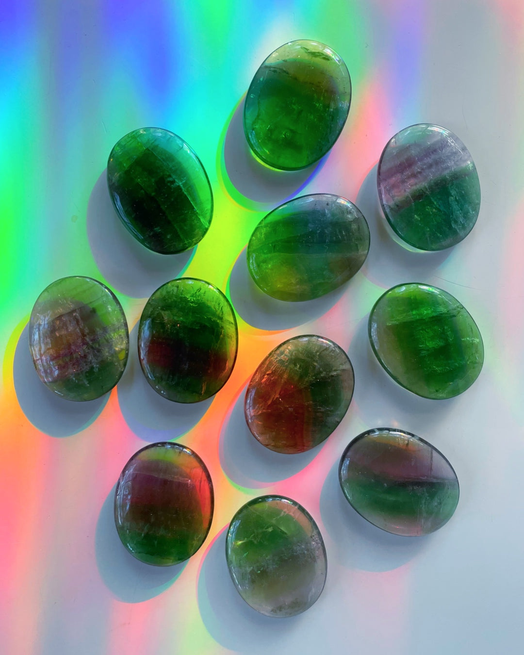 Fluorite Flat Palm Stones Baltic Mermaid
