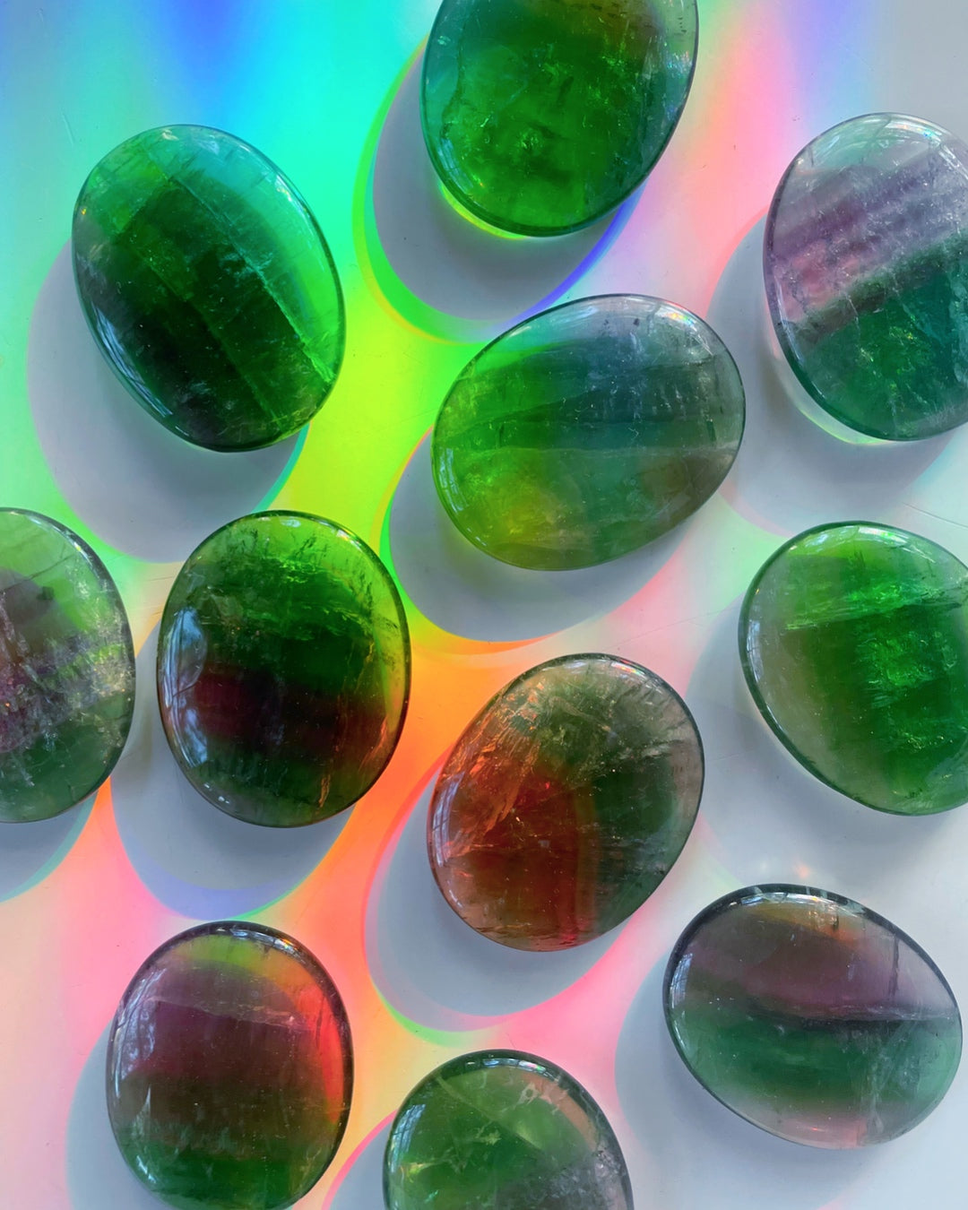 Fluorite Flat Palm Stones Baltic Mermaid