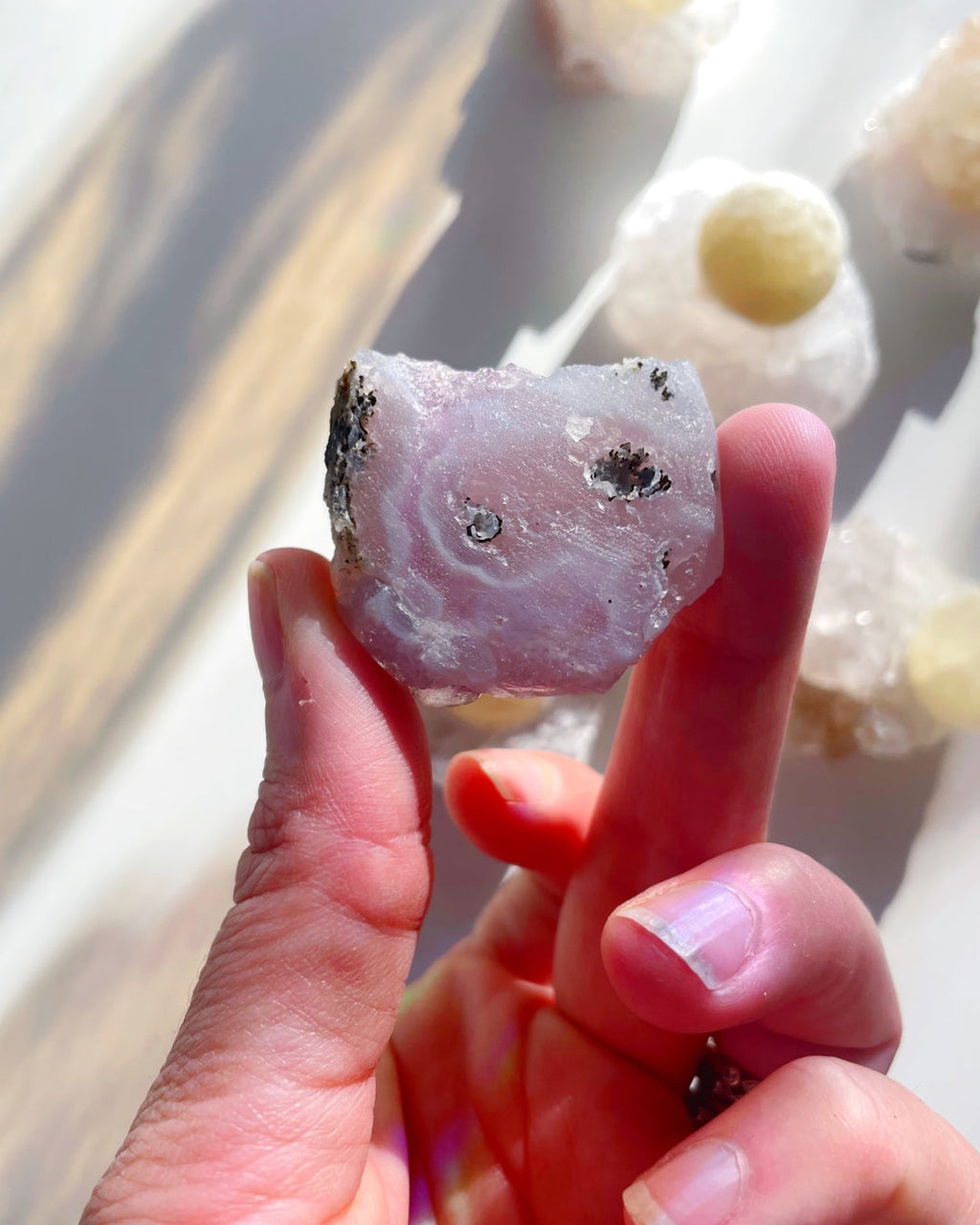 Rare Botryoidal Fluorite on Amethyst “Fried Egg” Baltic Mermaid
