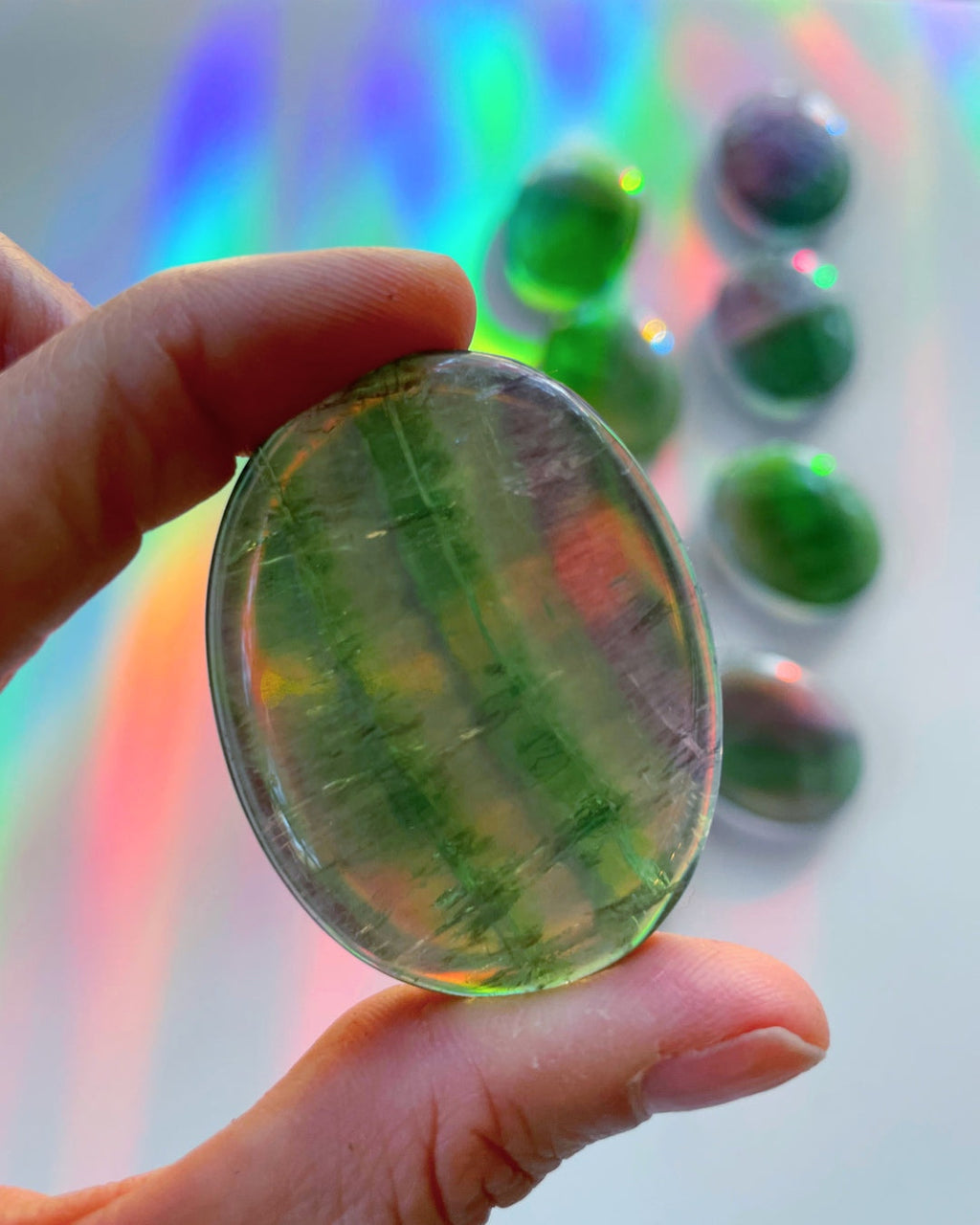 Fluorite Flat Palm Stones Baltic Mermaid