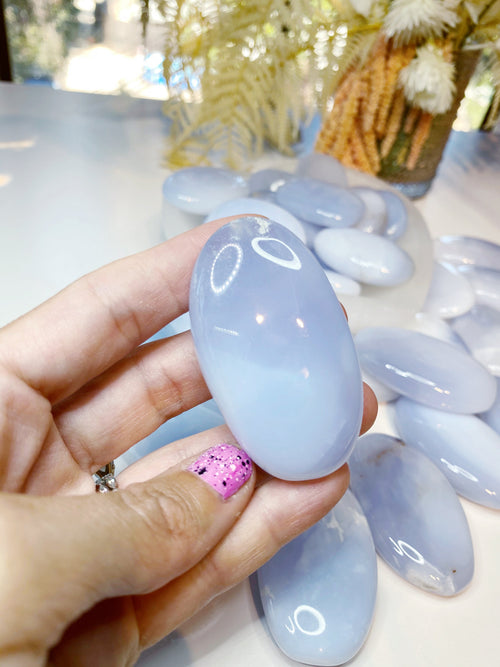 Blue Chalcedony Palm Stones Baltic Mermaid