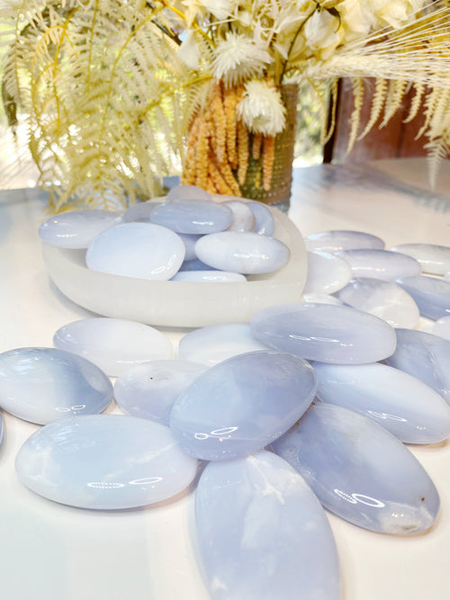 Blue Chalcedony Palm Stones Baltic Mermaid