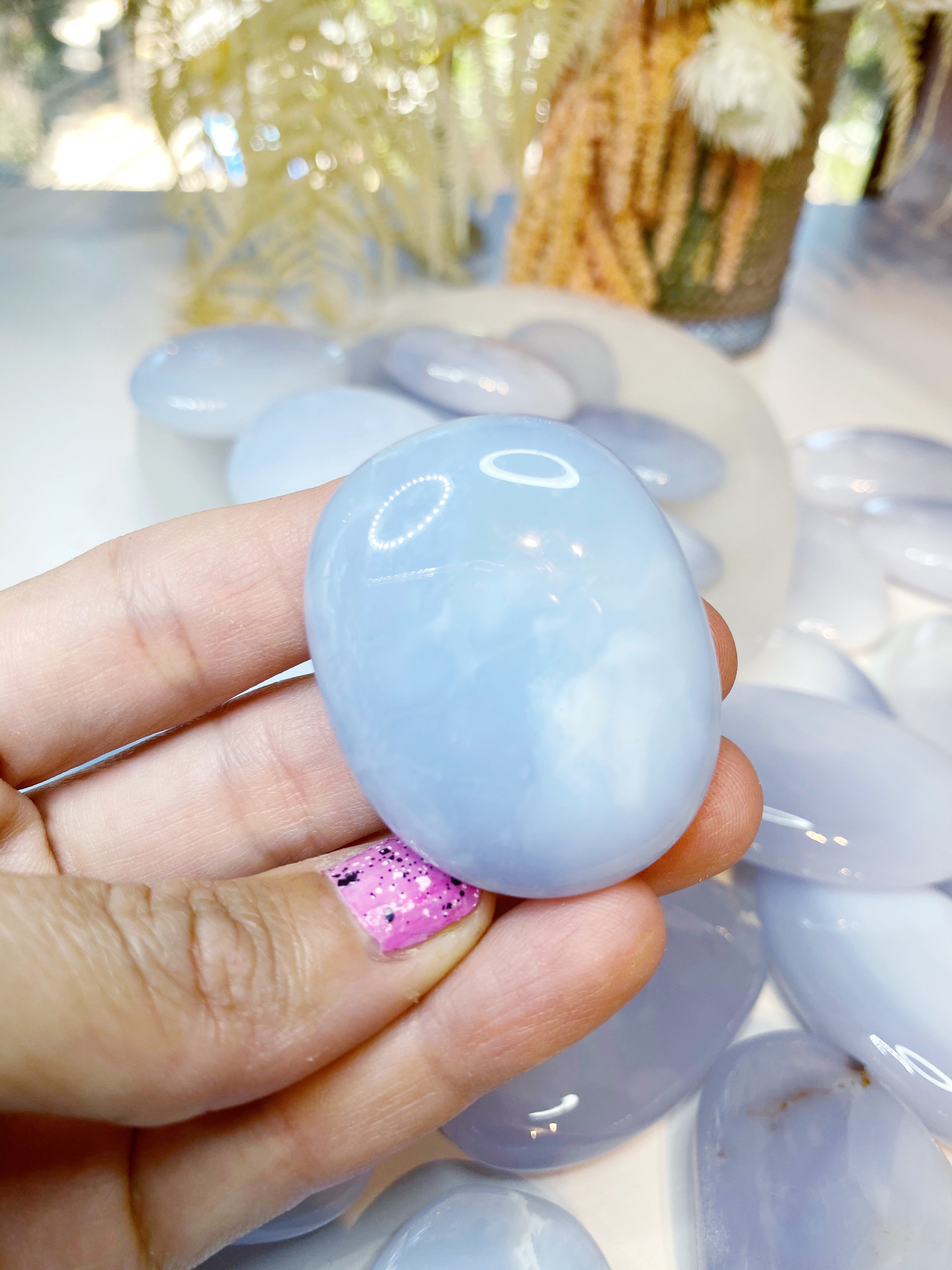 Blue Chalcedony Palm Stones Baltic Mermaid