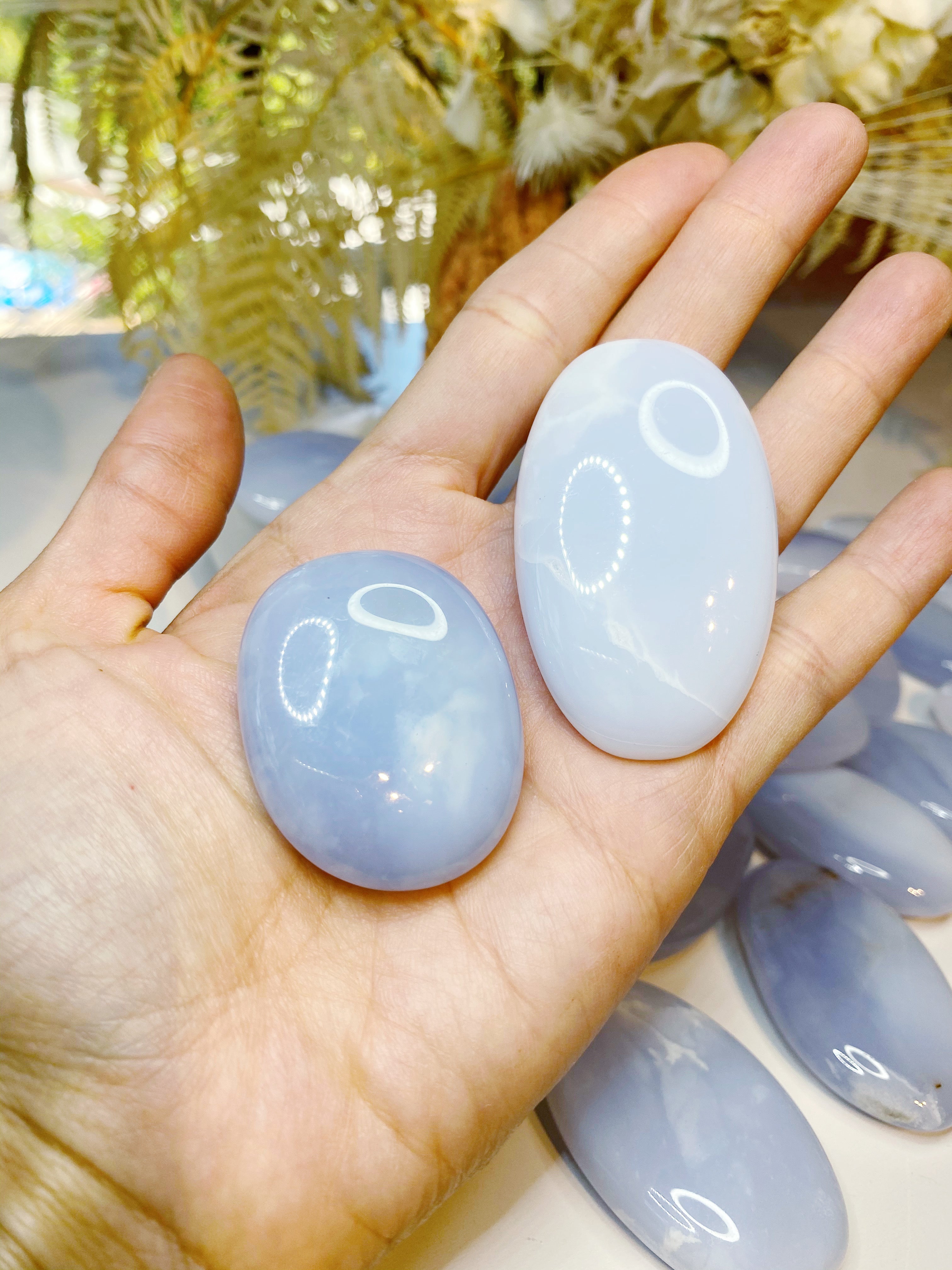 Blue Chalcedony Palm Stones Baltic Mermaid