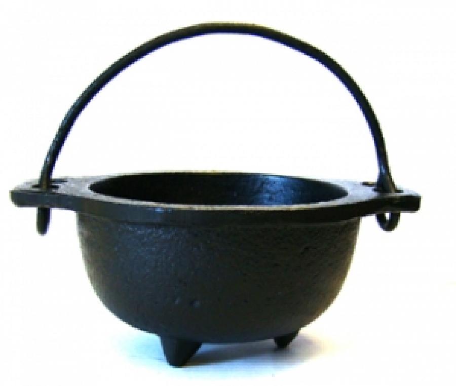 Oval Cast Iron Cauldron 4"L x 2.75"W x 2.5"H Golden Poppy Herbal Apothecary