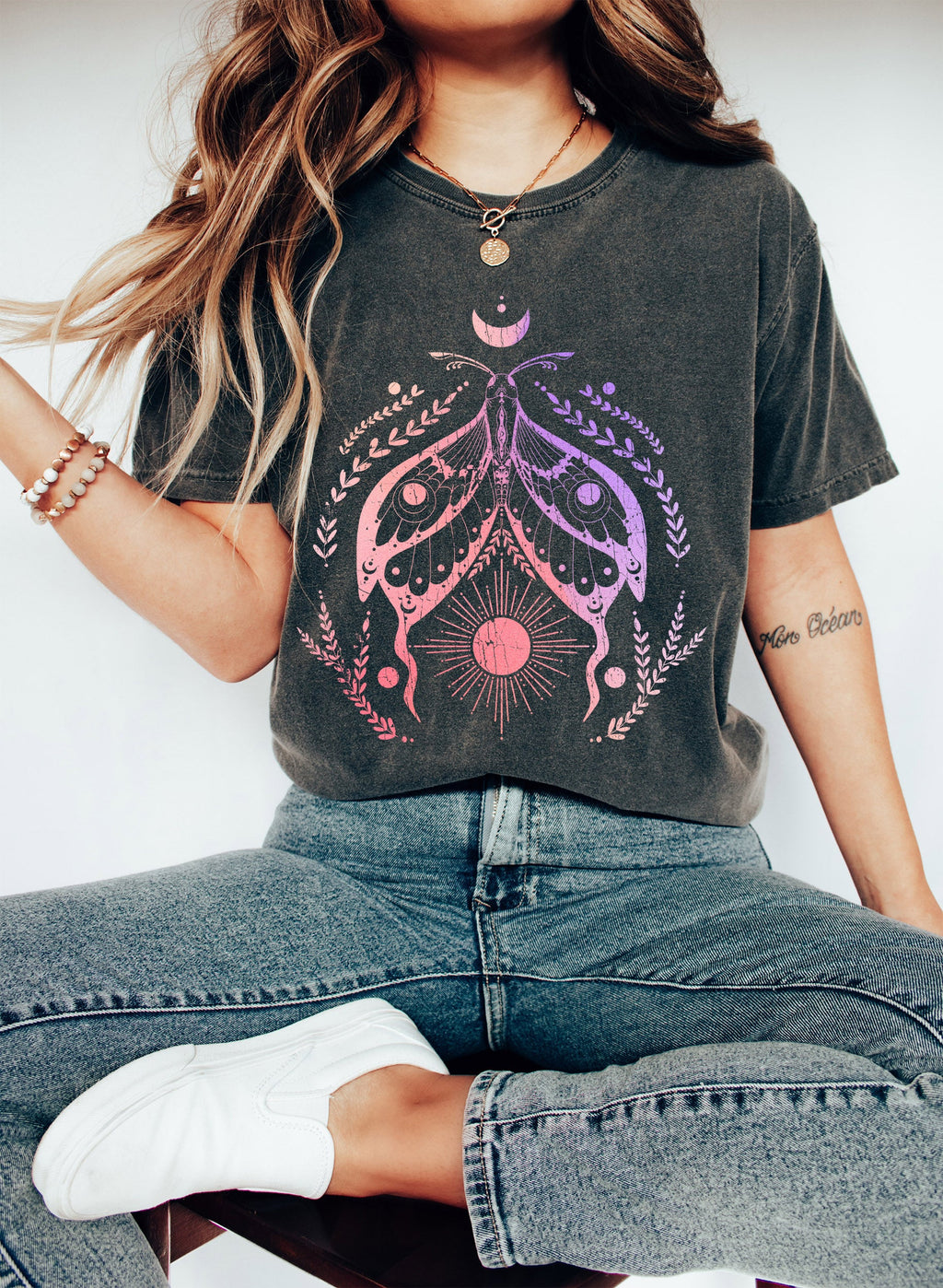Celestial Moth Sun And Moon Abstract Celestial Night Sky Artwork Inspired Comfort Colors Tee Refinery No. 1