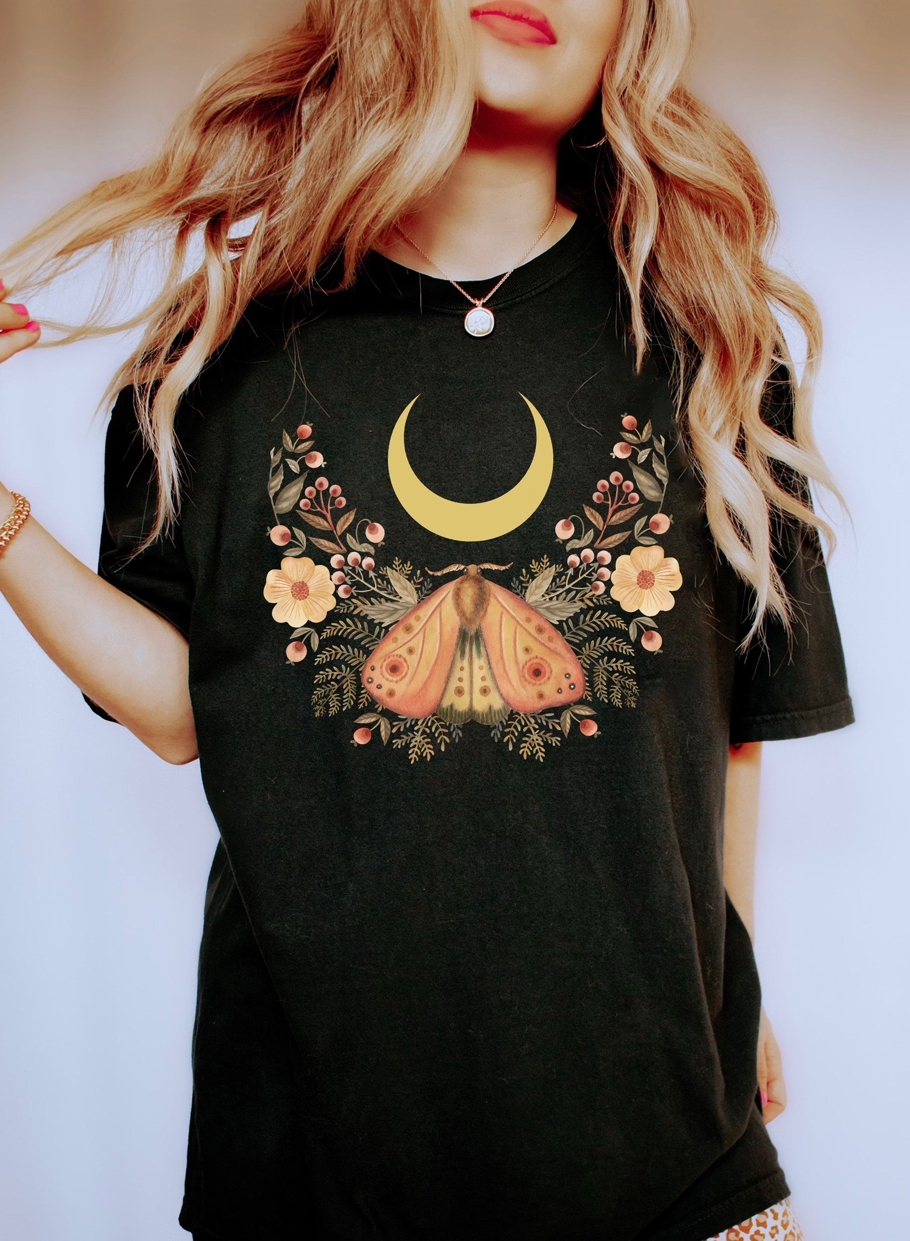 Moth Flowers And The Moon Celestial Comfort Colors Tee Refinery No. 1