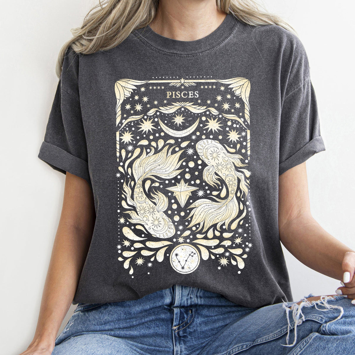 Pisces Celestial Zodiac Comfort Colors Tees, Horoscope, Astrology Refinery No. 1