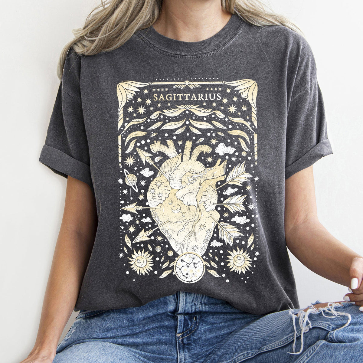 Sagittarius Celestial Zodiac Comfort Colors Tees, Horoscope, Astrology Refinery No. 1
